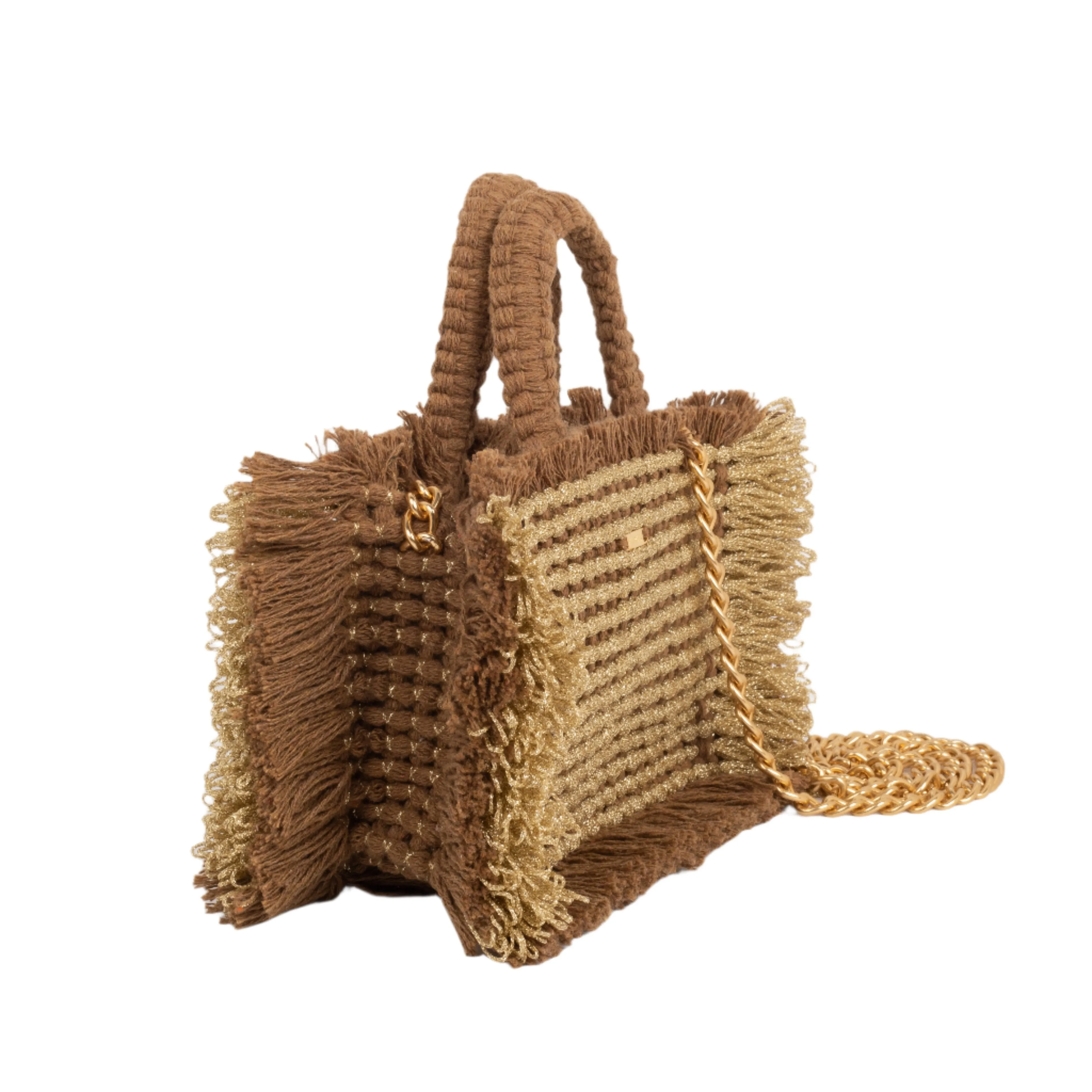 Gossypium Tote Bag Small - Tobacco & Gold