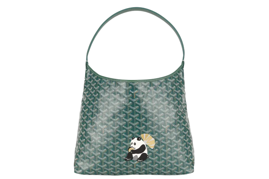 GOYARD BOHEME HOBO PANDA GREEN GOYARDINE CANVAS WITH SMALL POUCH AND DUST COVER