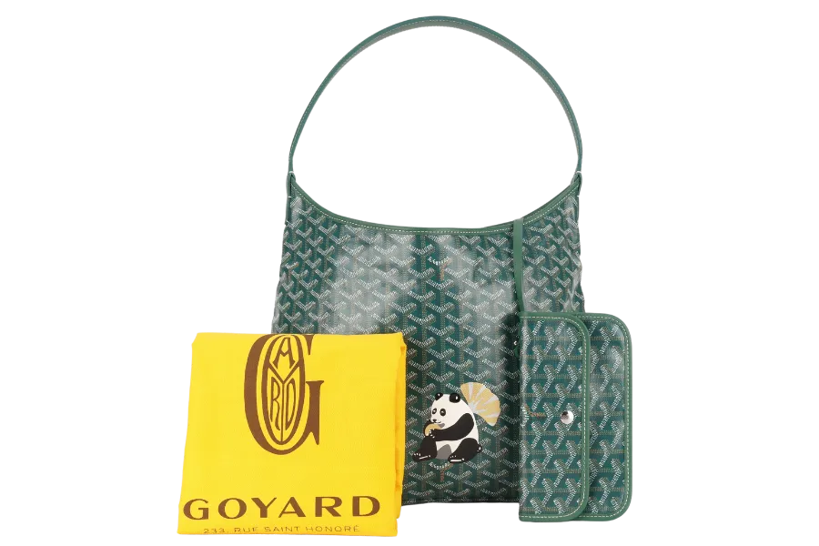 GOYARD BOHEME HOBO PANDA GREEN GOYARDINE CANVAS WITH SMALL POUCH AND DUST COVER