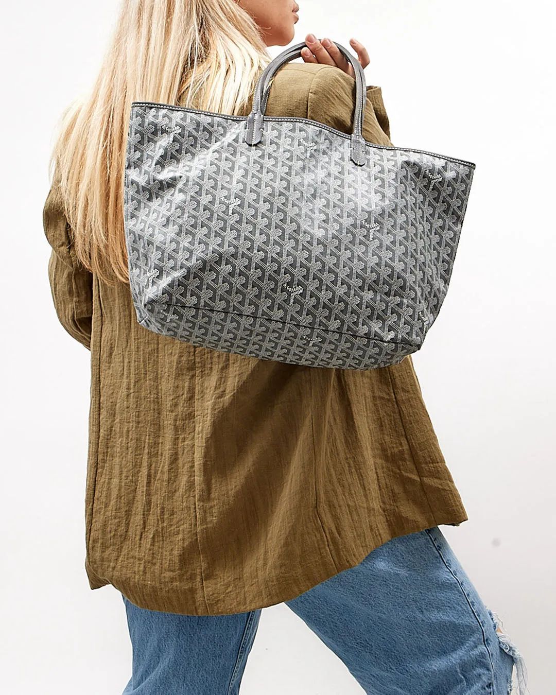 Goyard Grey Goyardine Saint Louis PM Tote Bag