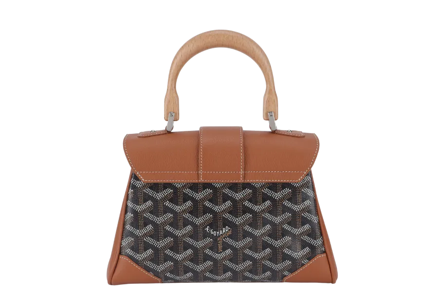GOYARD MINI SAIGON BLACK & TAN WITH STRAPS WITH DUST COVER AND BOX