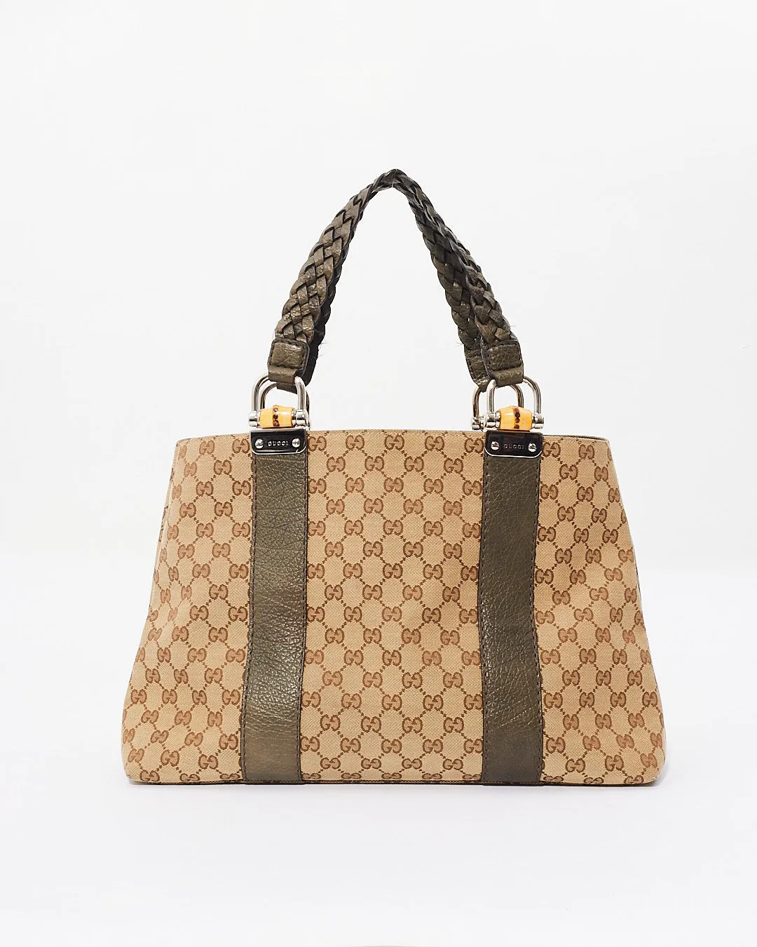 Gucci Beige GG Canvas Bamboo Libeccio Tote Bag