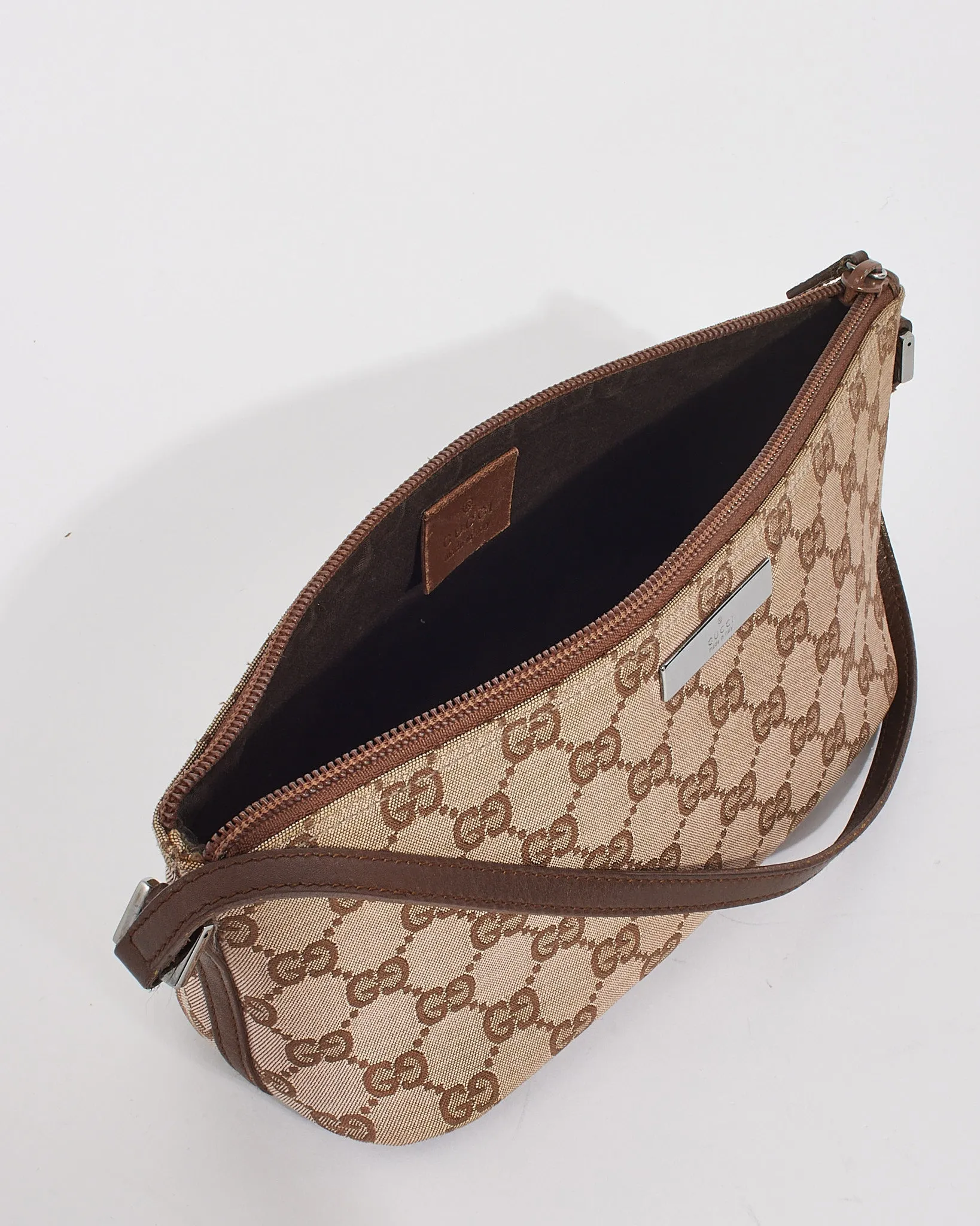 Gucci Beige/Brown GG Monogram Canvas Boat Pochette