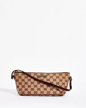 Gucci Beige/Brown GG Monogram Canvas Boat Pochette