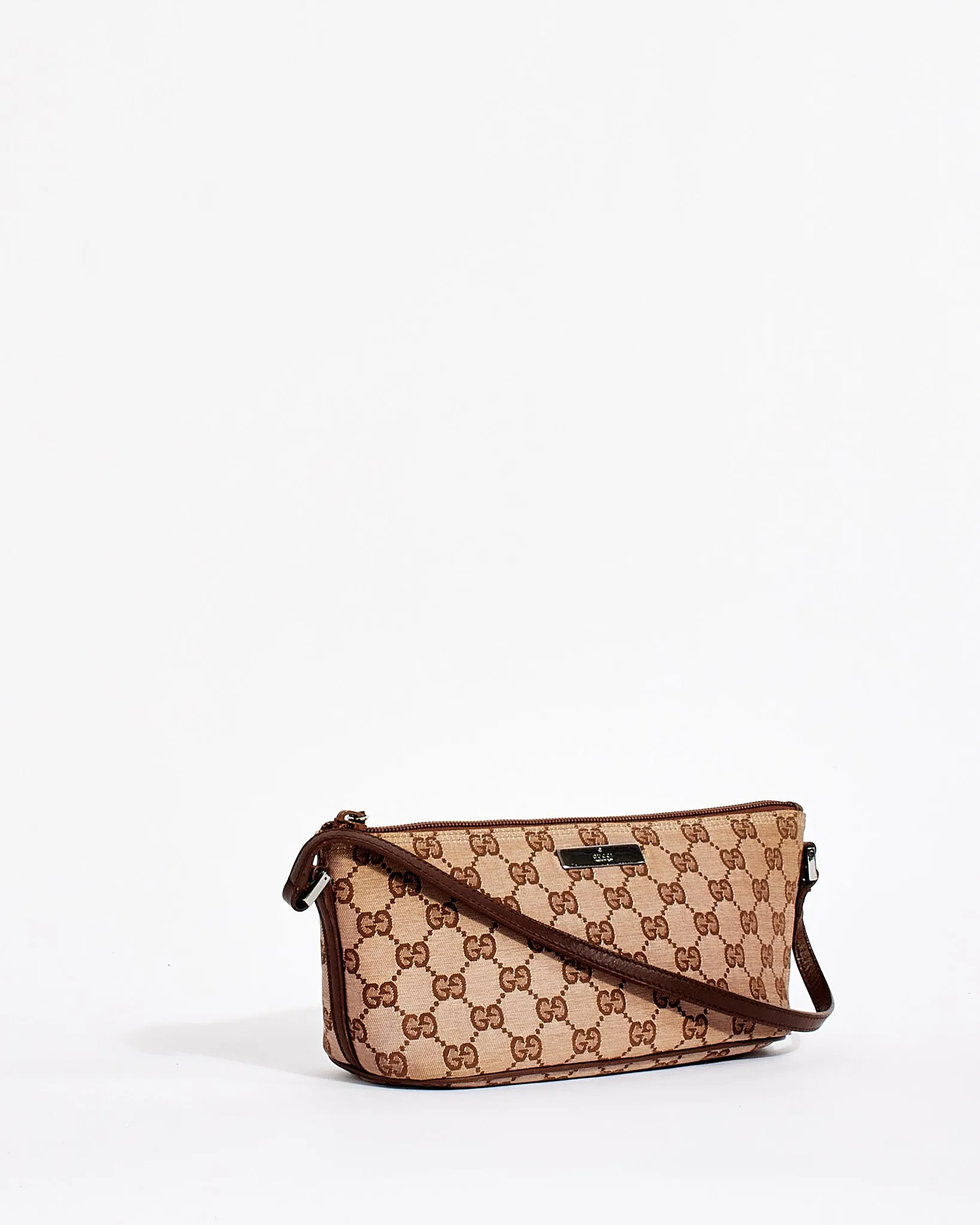 Gucci Beige/Brown GG Monogram Canvas Boat Pochette