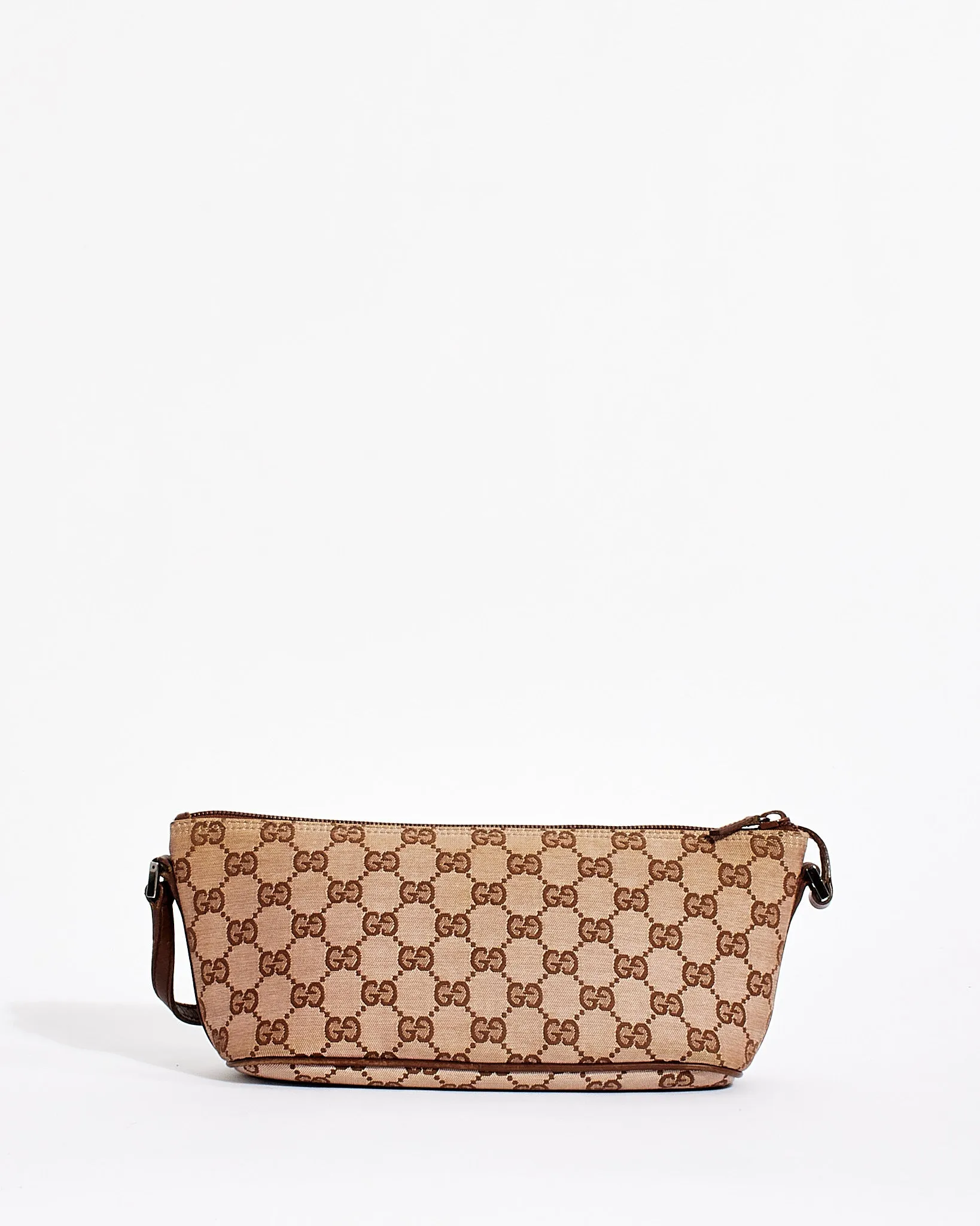 Gucci Beige/Brown GG Monogram Canvas Boat Pochette