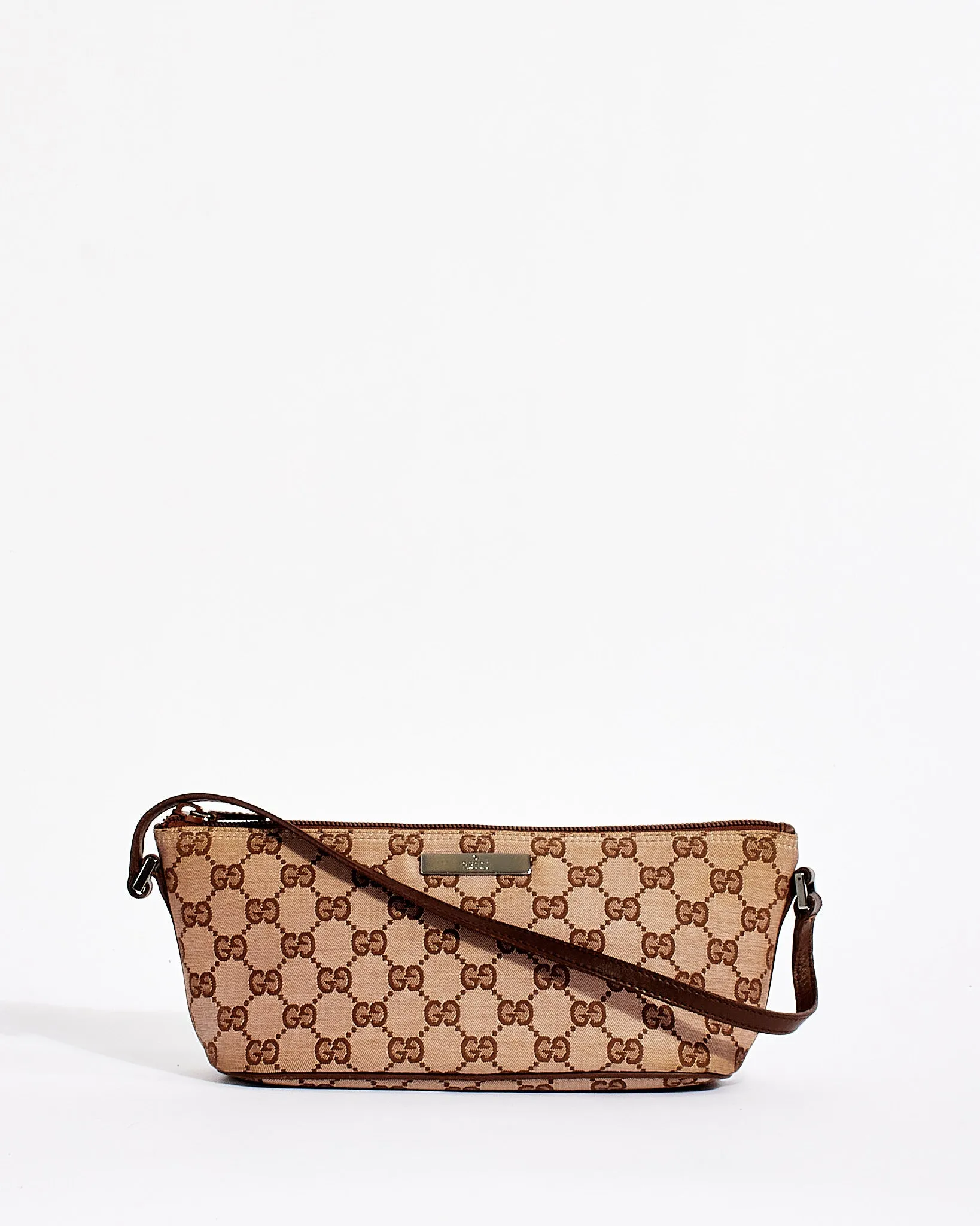 Gucci Beige/Brown GG Monogram Canvas Boat Pochette