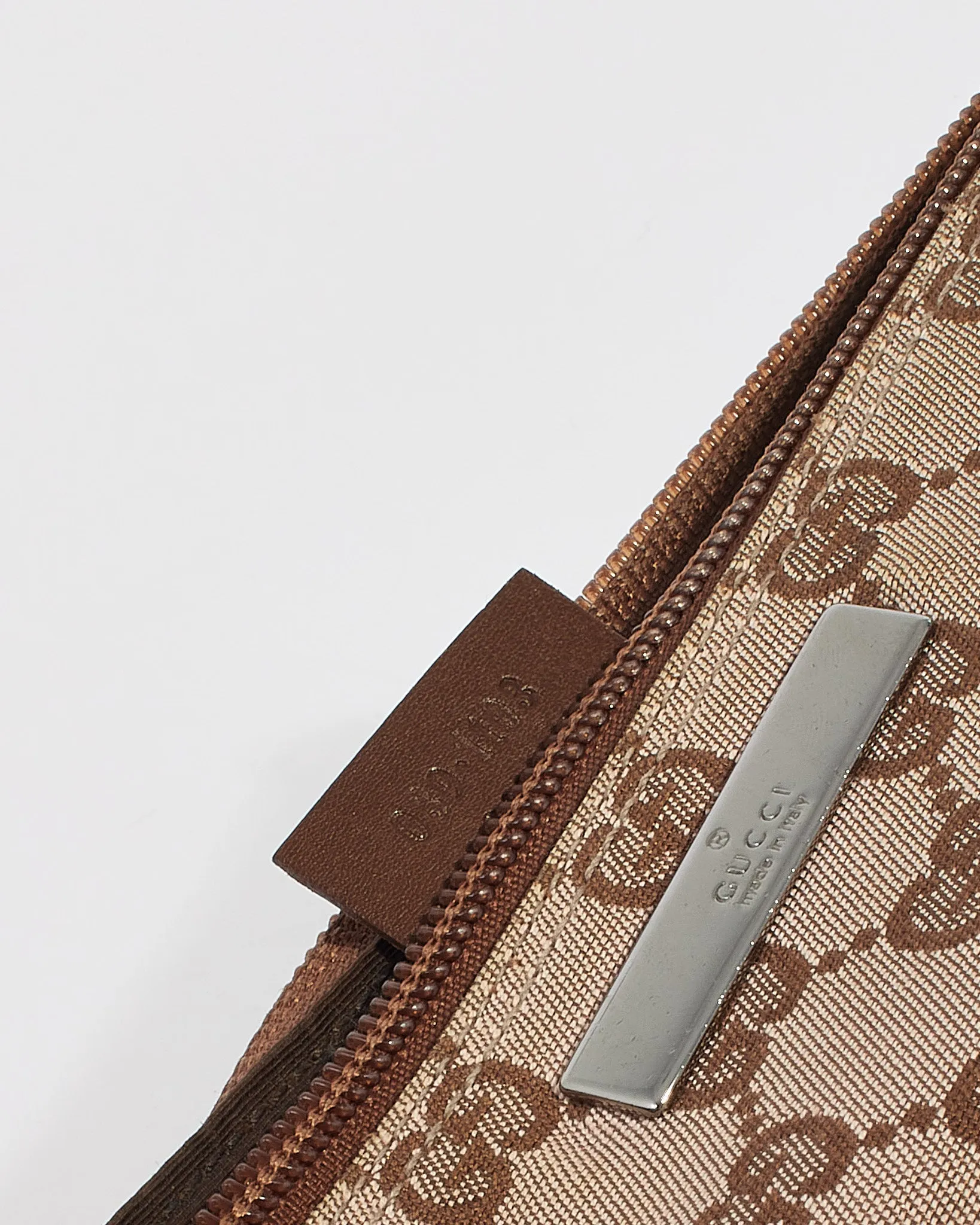 Gucci Beige/Brown GG Monogram Canvas Boat Pochette