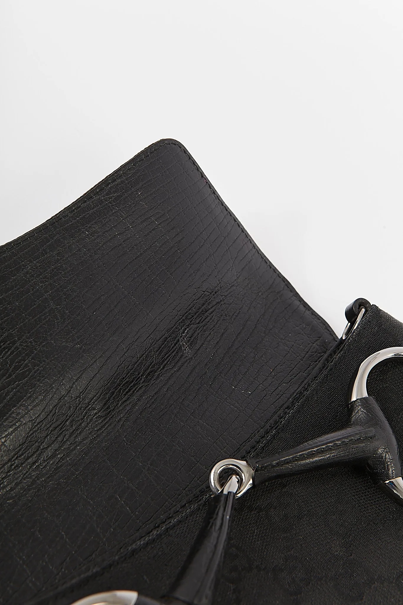 Gucci Black GG Canvas Horsebit Clutch