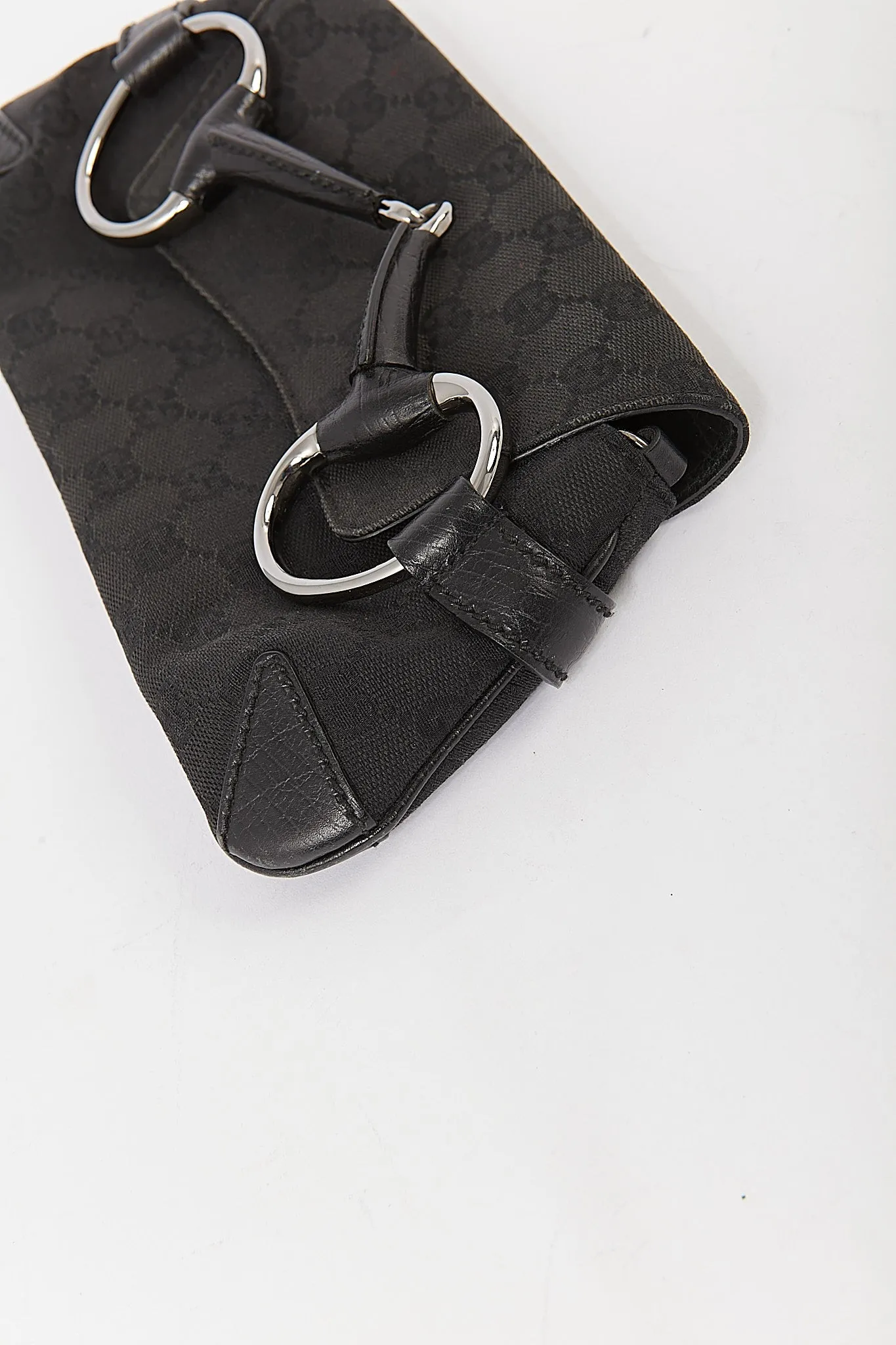 Gucci Black GG Canvas Horsebit Clutch