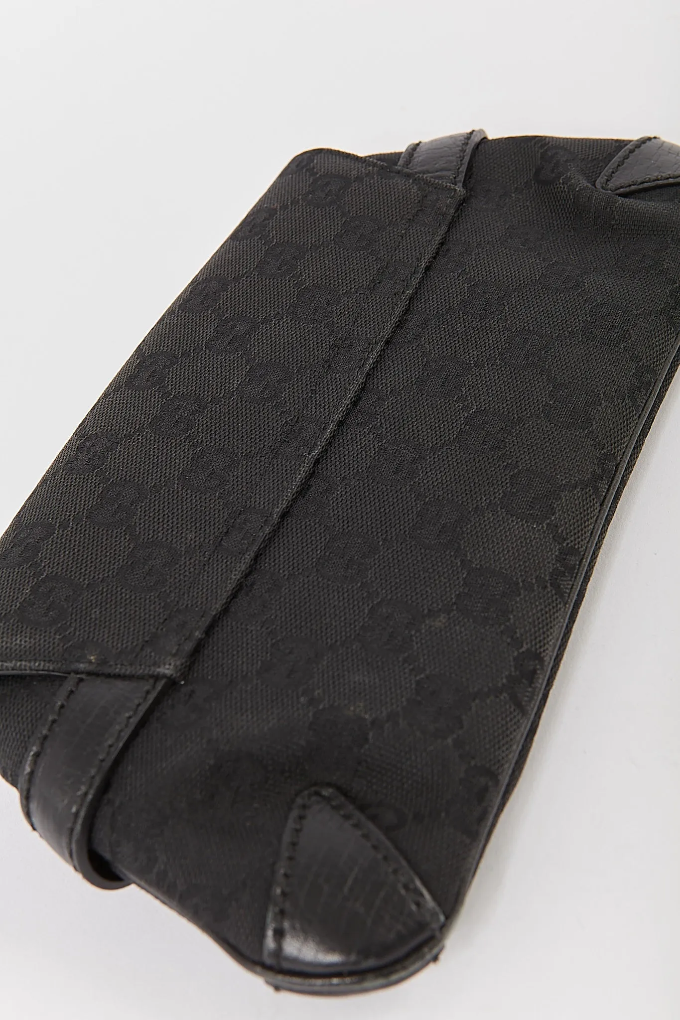 Gucci Black GG Canvas Horsebit Clutch