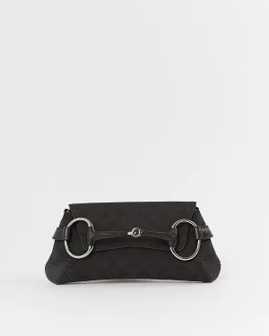 Gucci Black GG Canvas Horsebit Clutch