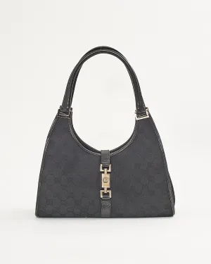 Gucci Black GG Canvas Jackie Hobo Shoulder Bag