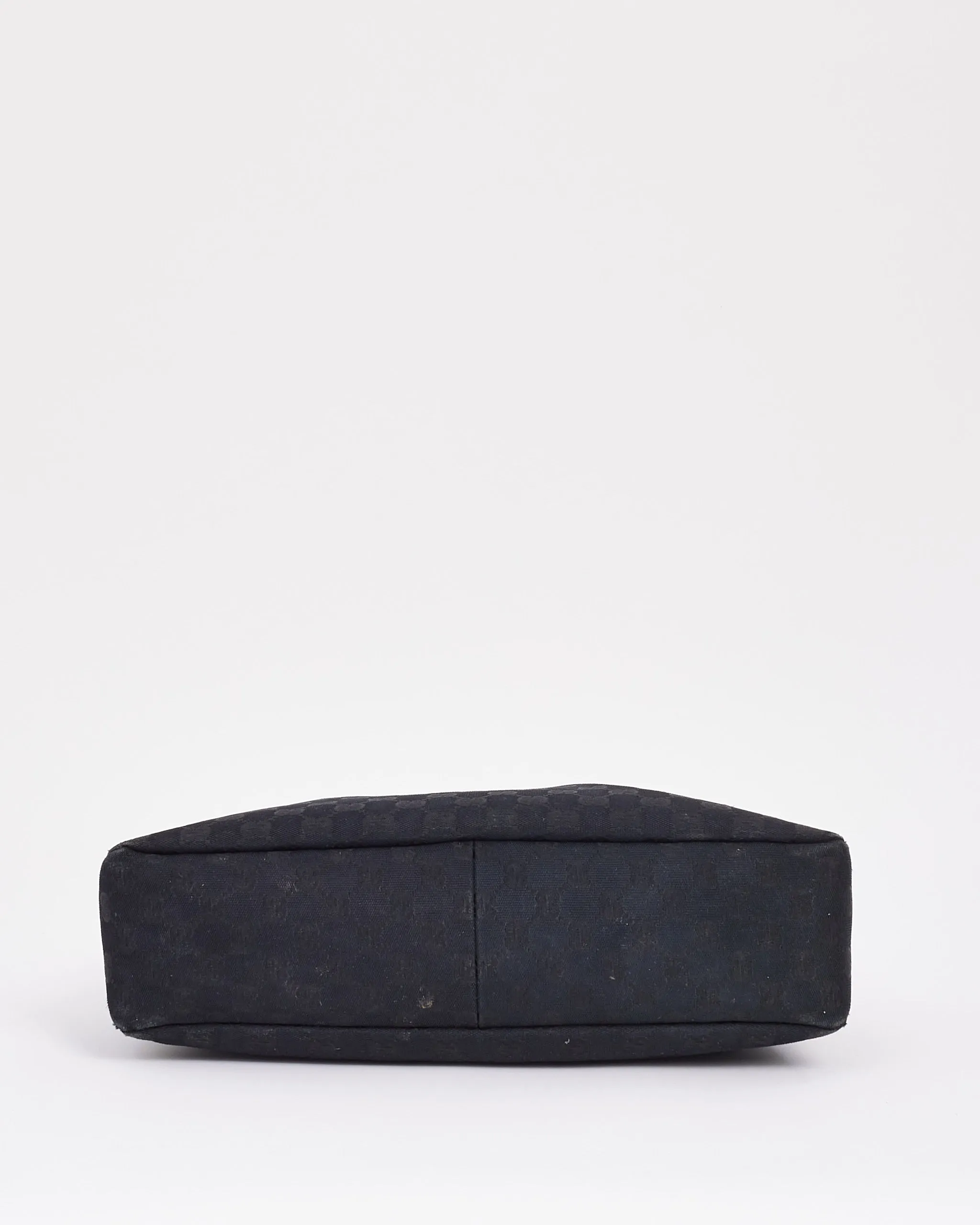 Gucci Black GG Canvas Medium Horsebit Hobo Bag