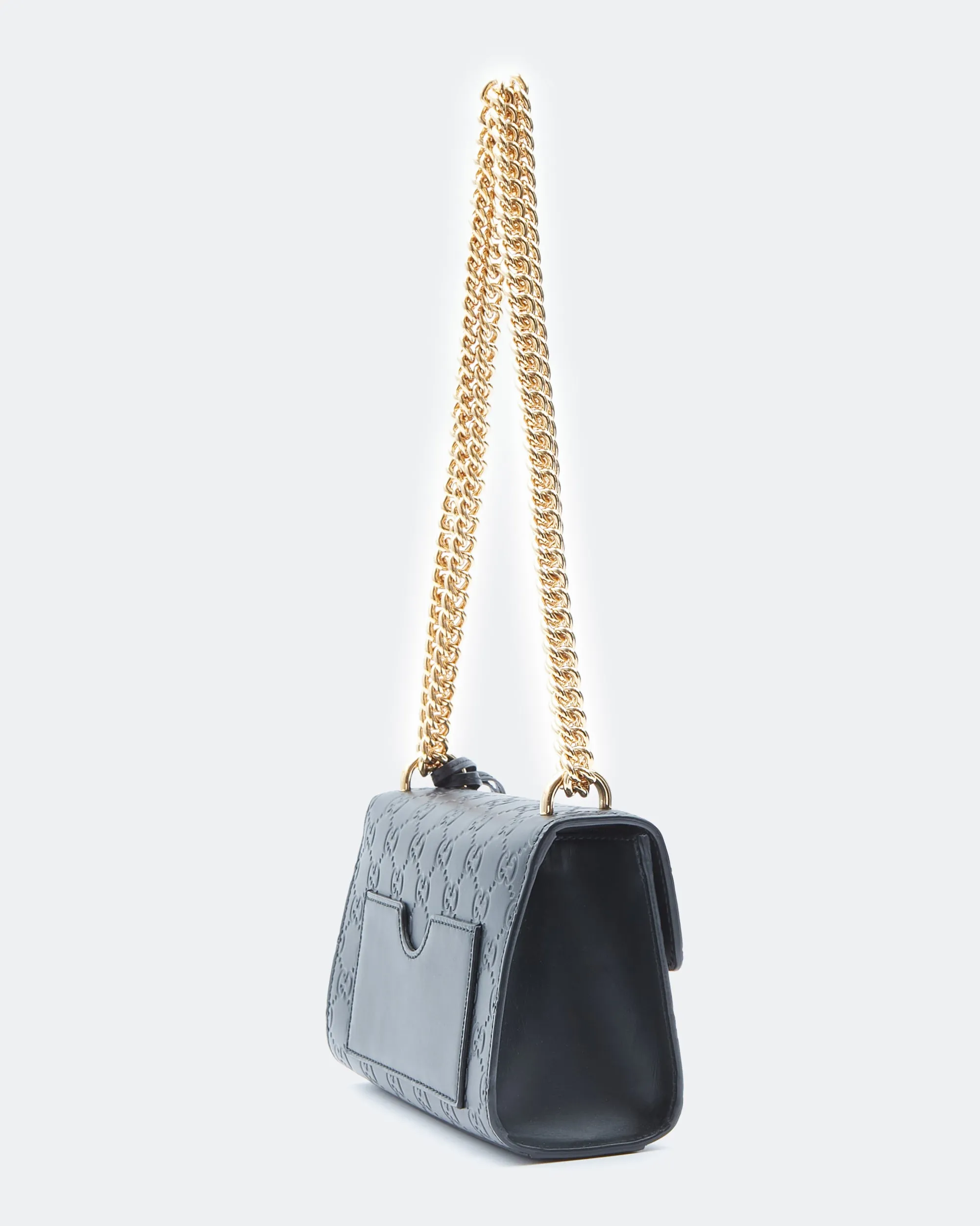 Gucci Black GG Signature Small Padlock Shoulder Bag