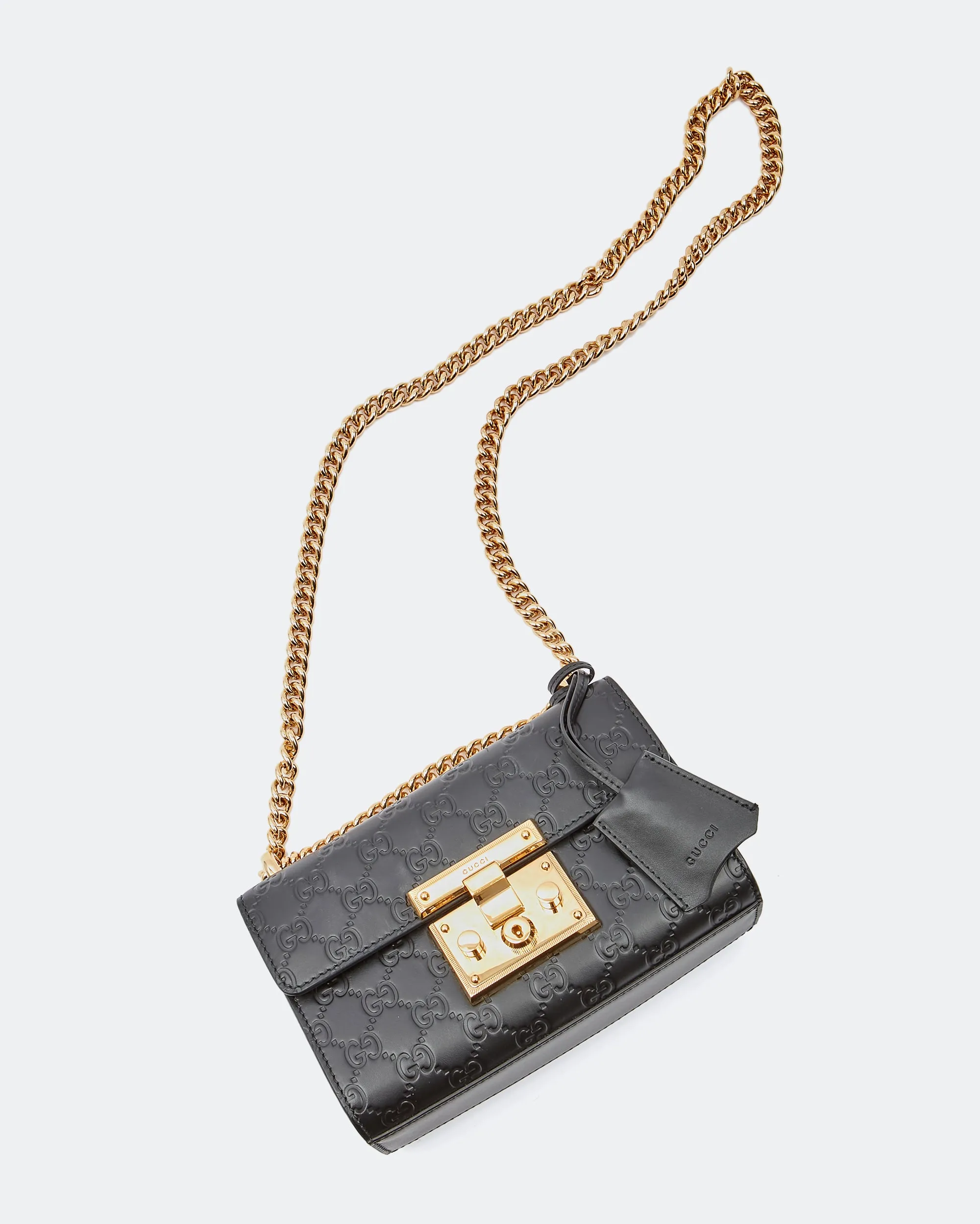 Gucci Black GG Signature Small Padlock Shoulder Bag
