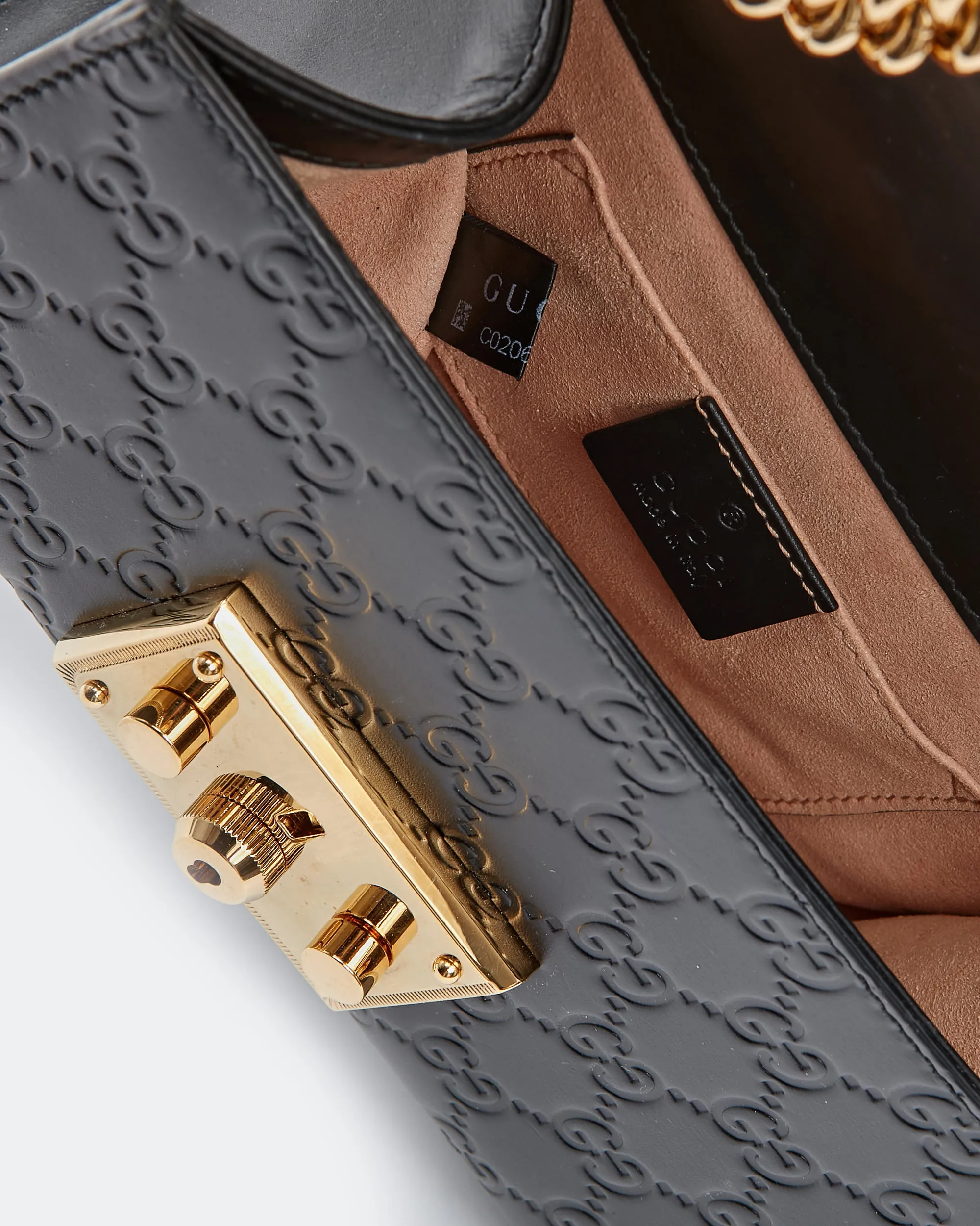 Gucci Black GG Signature Small Padlock Shoulder Bag