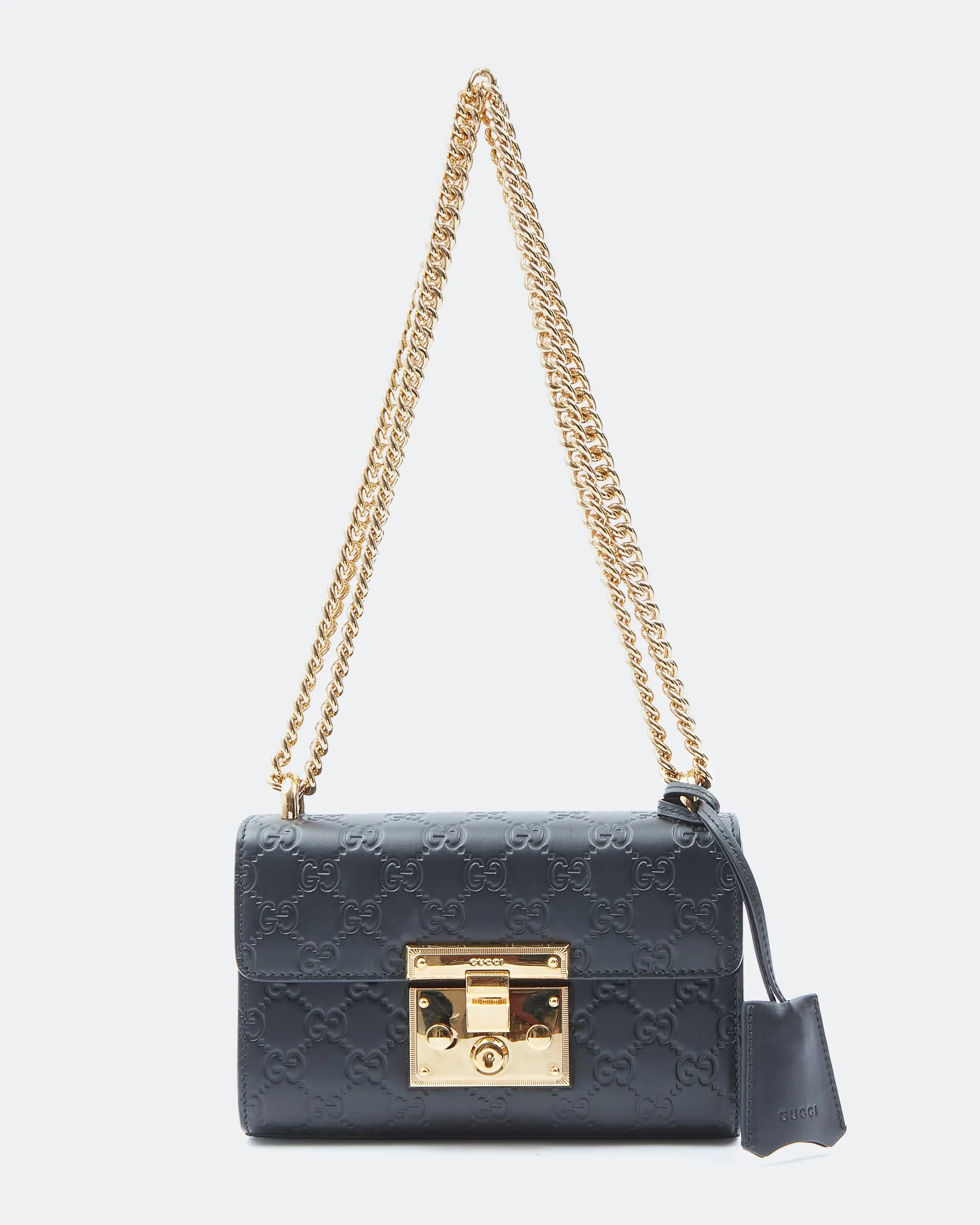 Gucci Black GG Signature Small Padlock Shoulder Bag