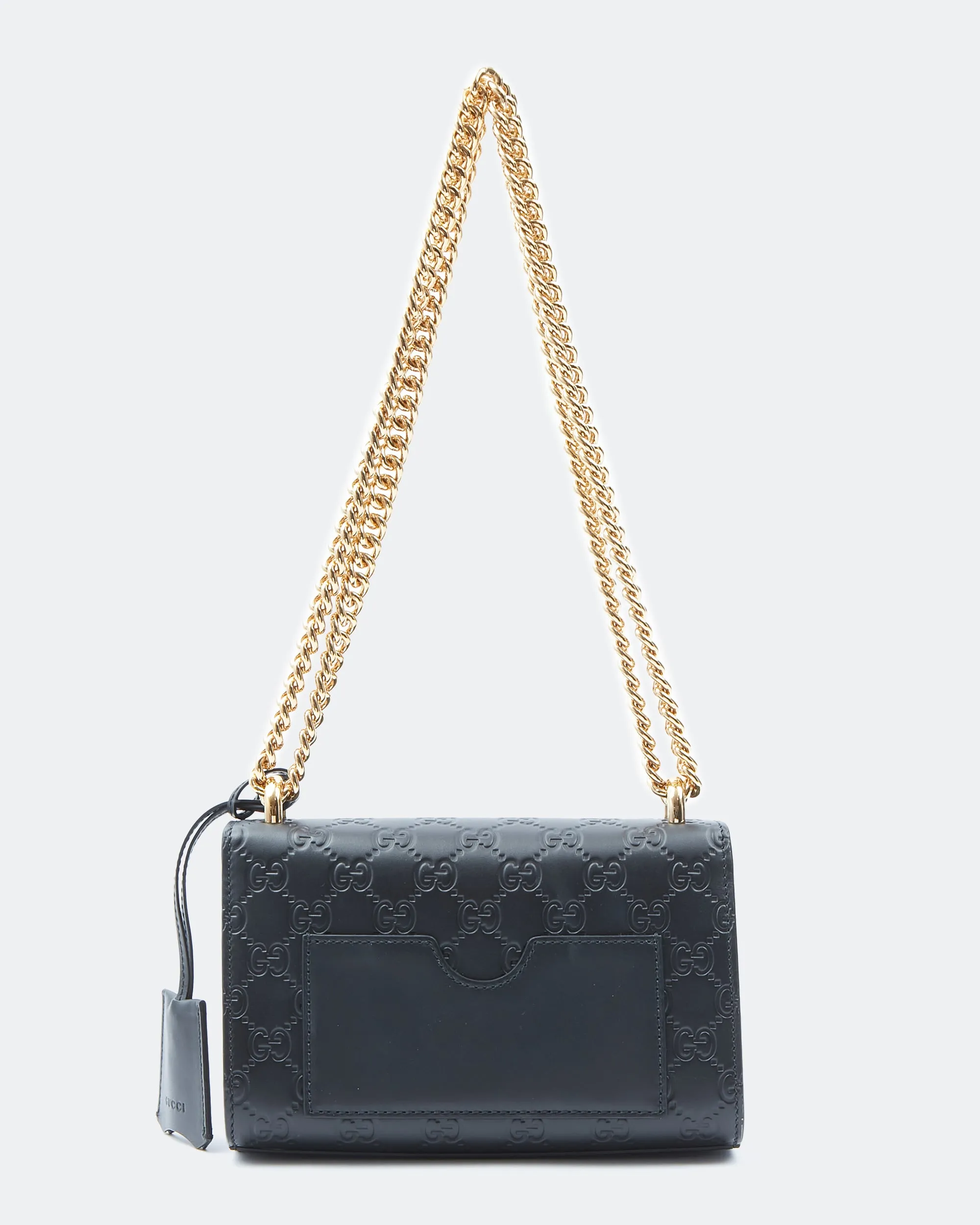 Gucci Black GG Signature Small Padlock Shoulder Bag