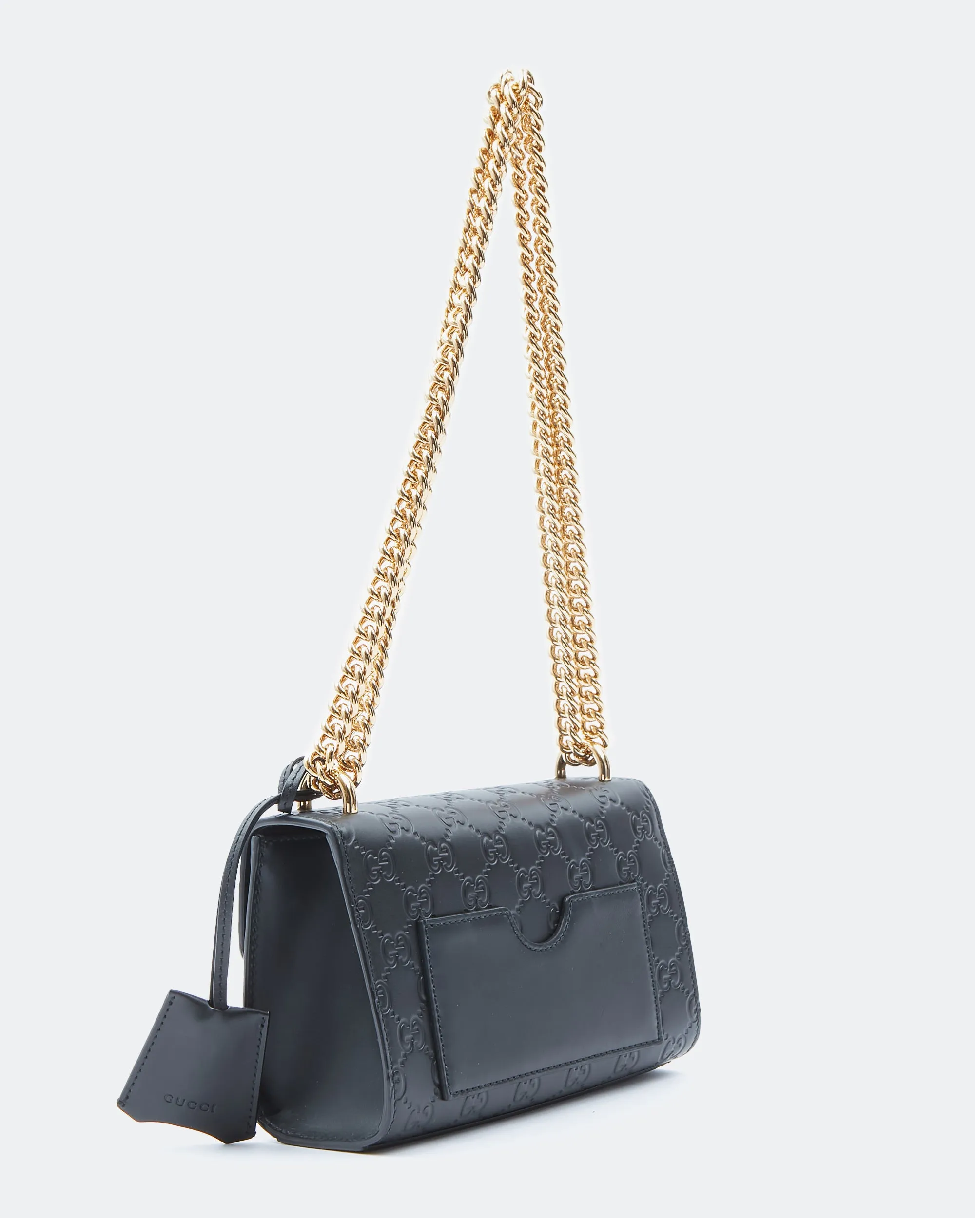 Gucci Black GG Signature Small Padlock Shoulder Bag