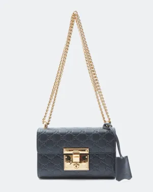 Gucci Black GG Signature Small Padlock Shoulder Bag