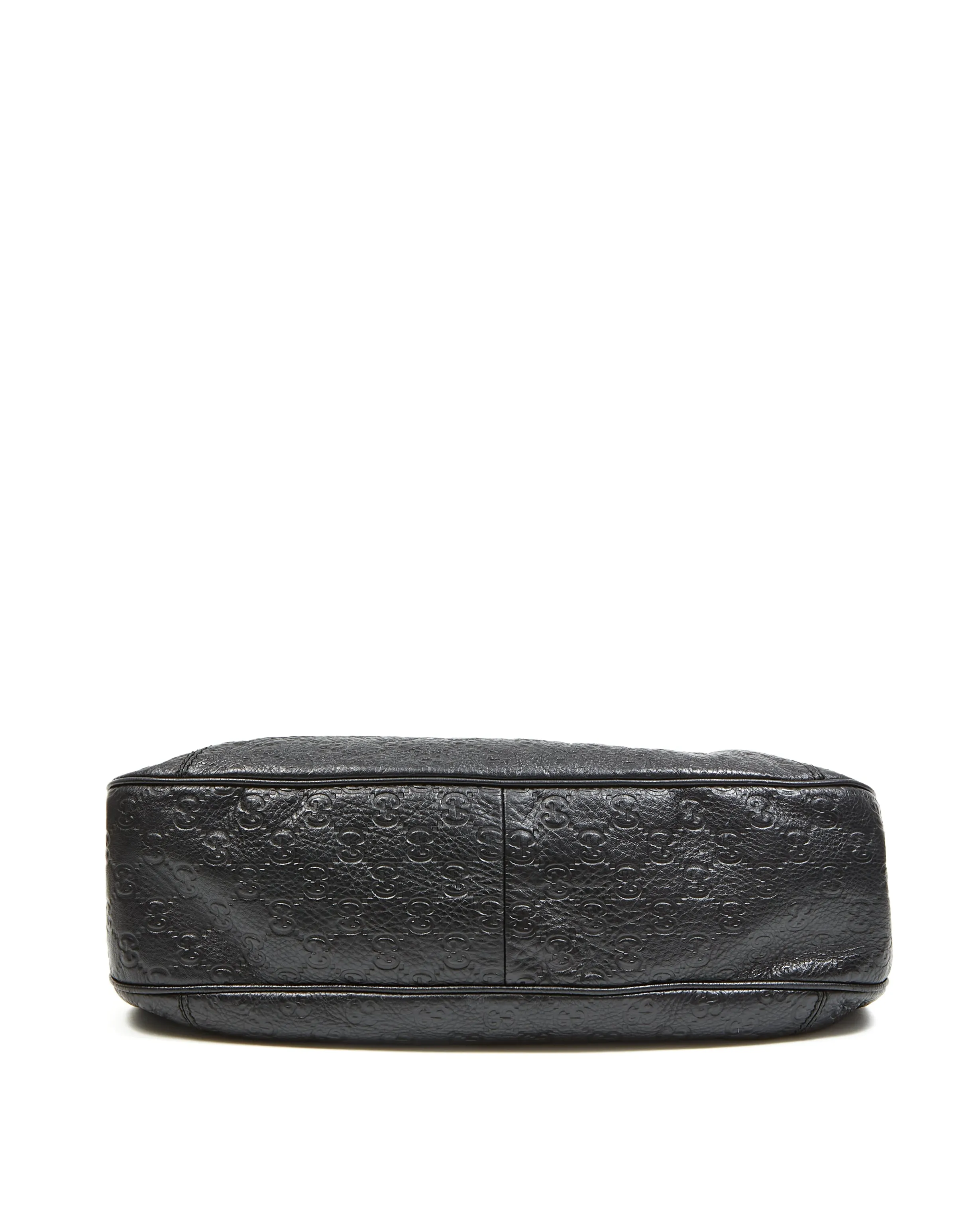 Gucci Black GG Supreme Monogram Canvas Leather Detail Tote