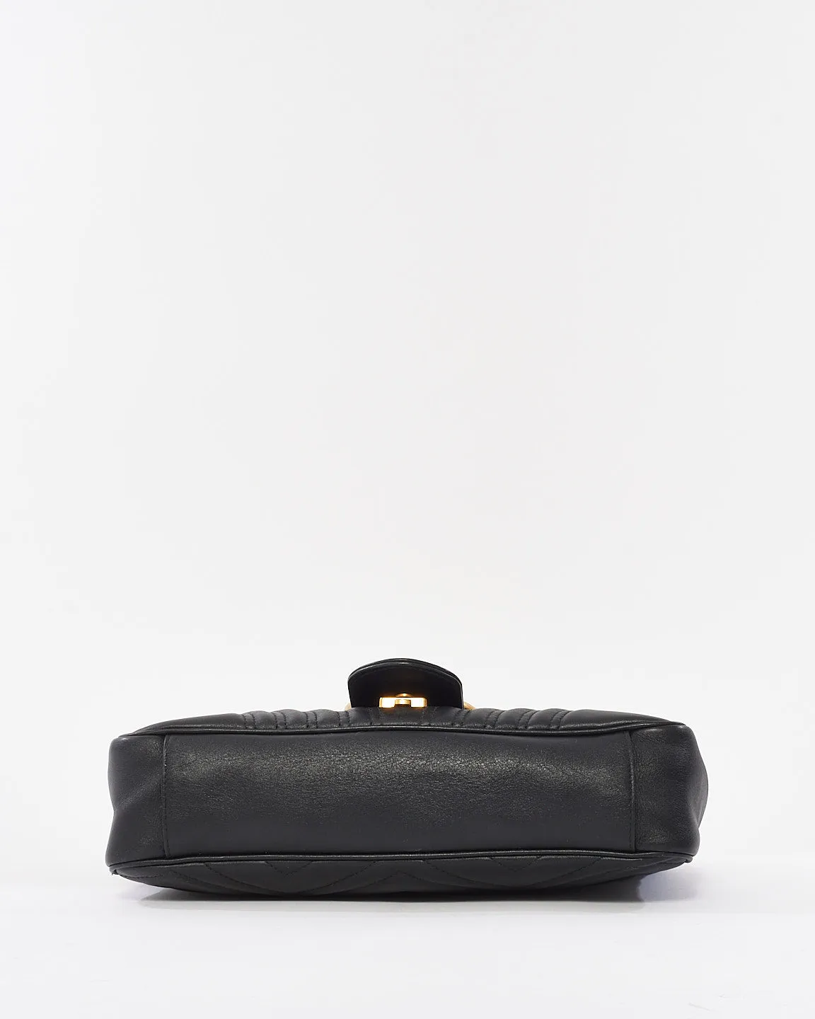 Gucci Black Leather Marmont Medium Flap Shoulder Bag