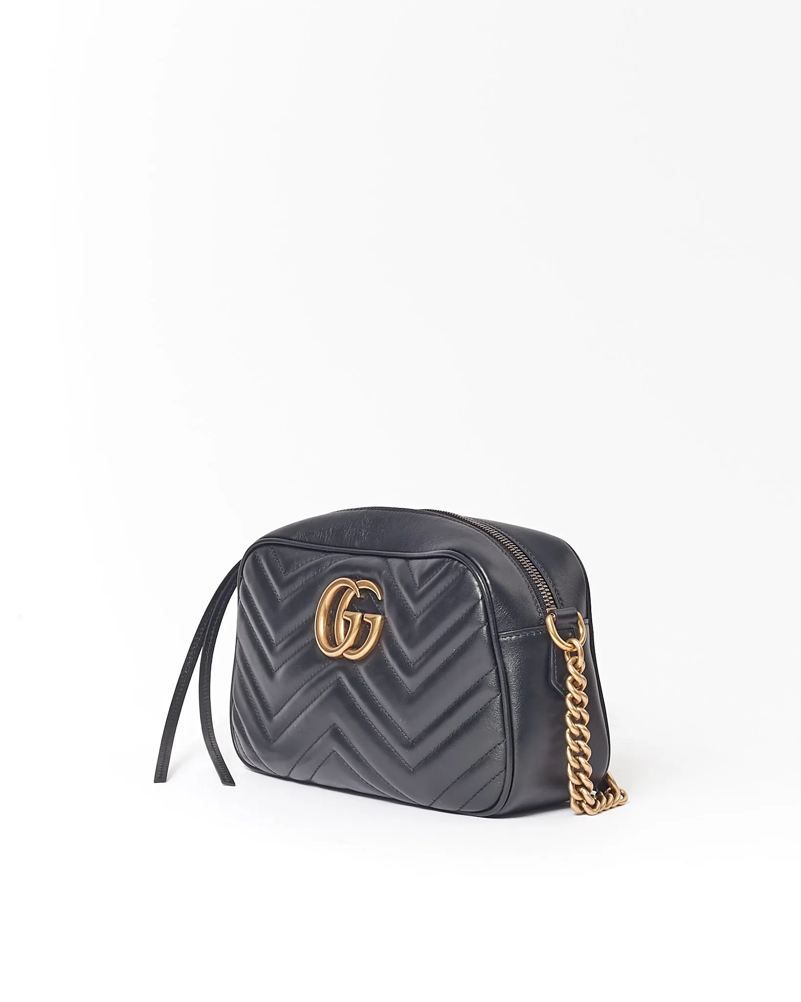 Gucci Black Leather Matelasse GG Marmont Camera Small Bag