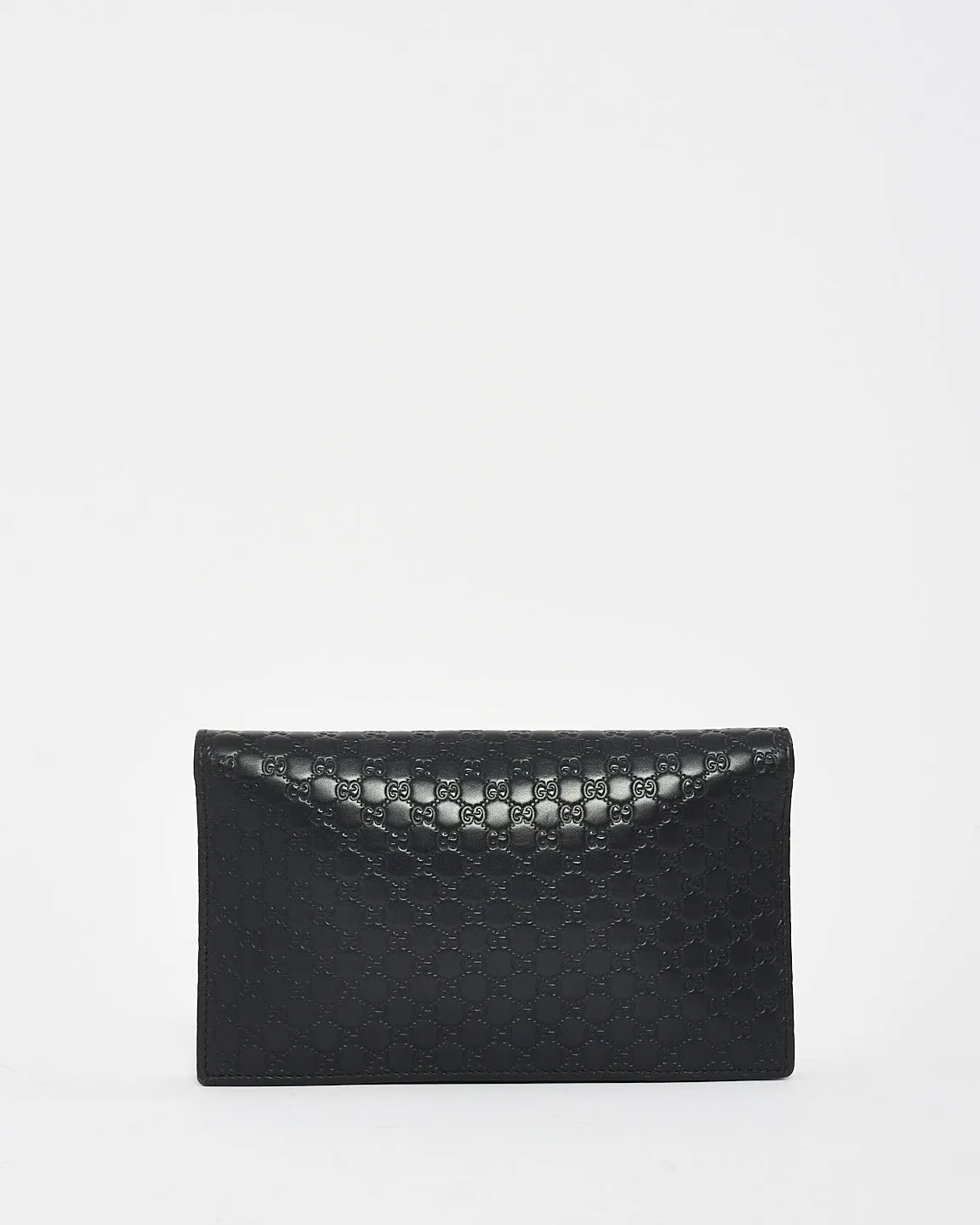 Gucci Black Monogram Guccissima Leather Wallet On Strap