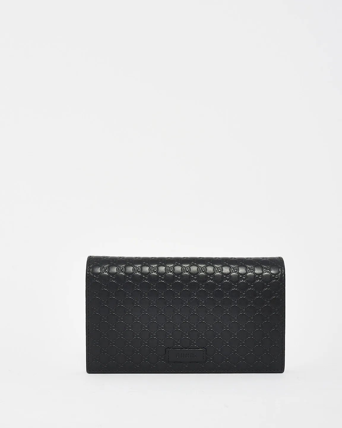 Gucci Black Monogram Guccissima Leather Wallet On Strap