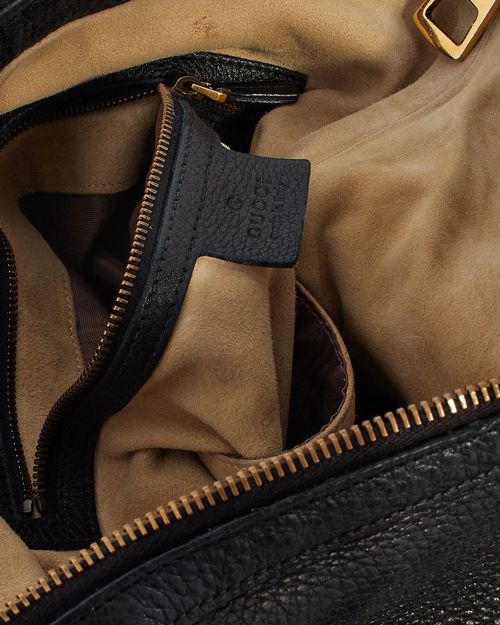 Gucci Black Pebbled Leather 1973 Messenger Bag
