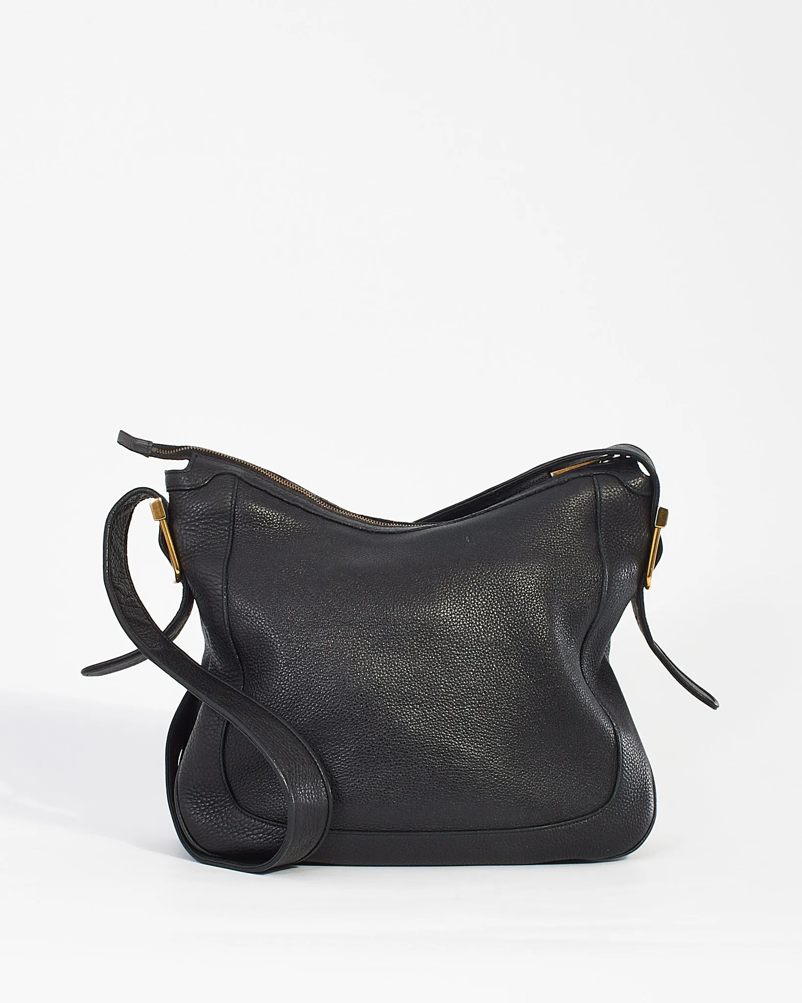 Gucci Black Pebbled Leather 1973 Messenger Bag