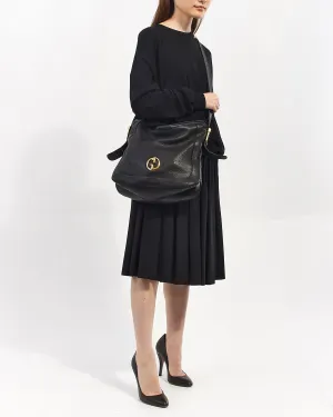 Gucci Black Pebbled Leather 1973 Messenger Bag