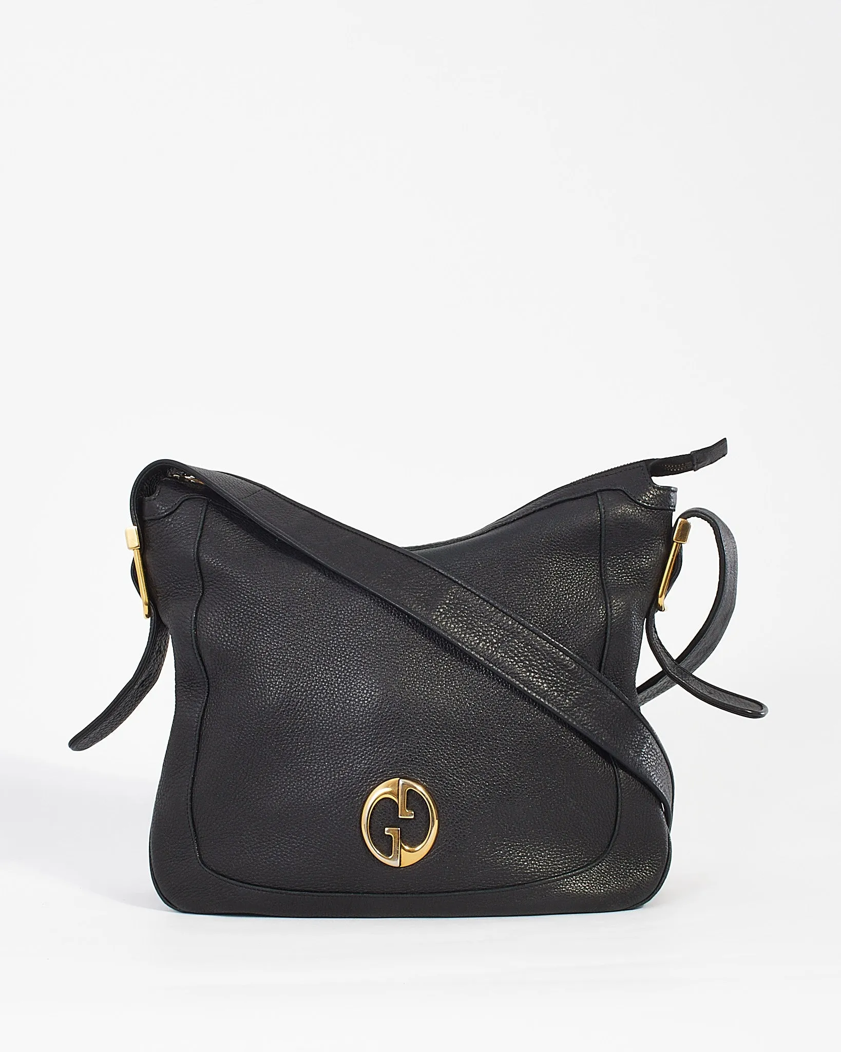 Gucci Black Pebbled Leather 1973 Messenger Bag