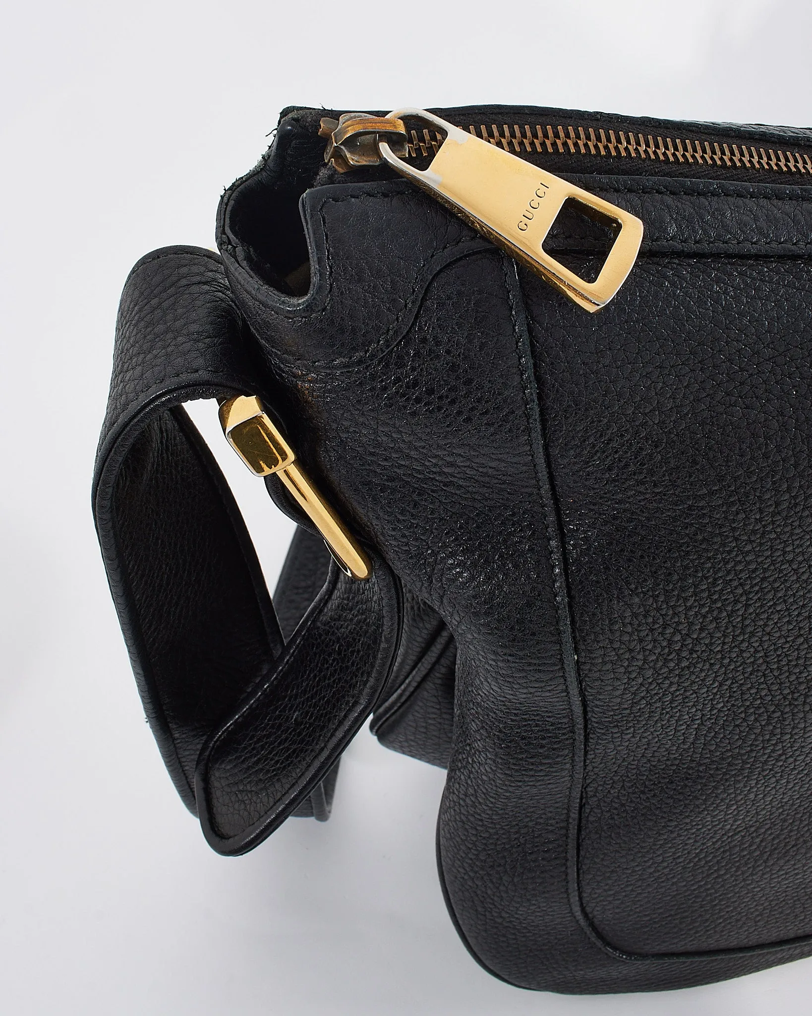 Gucci Black Pebbled Leather 1973 Messenger Bag