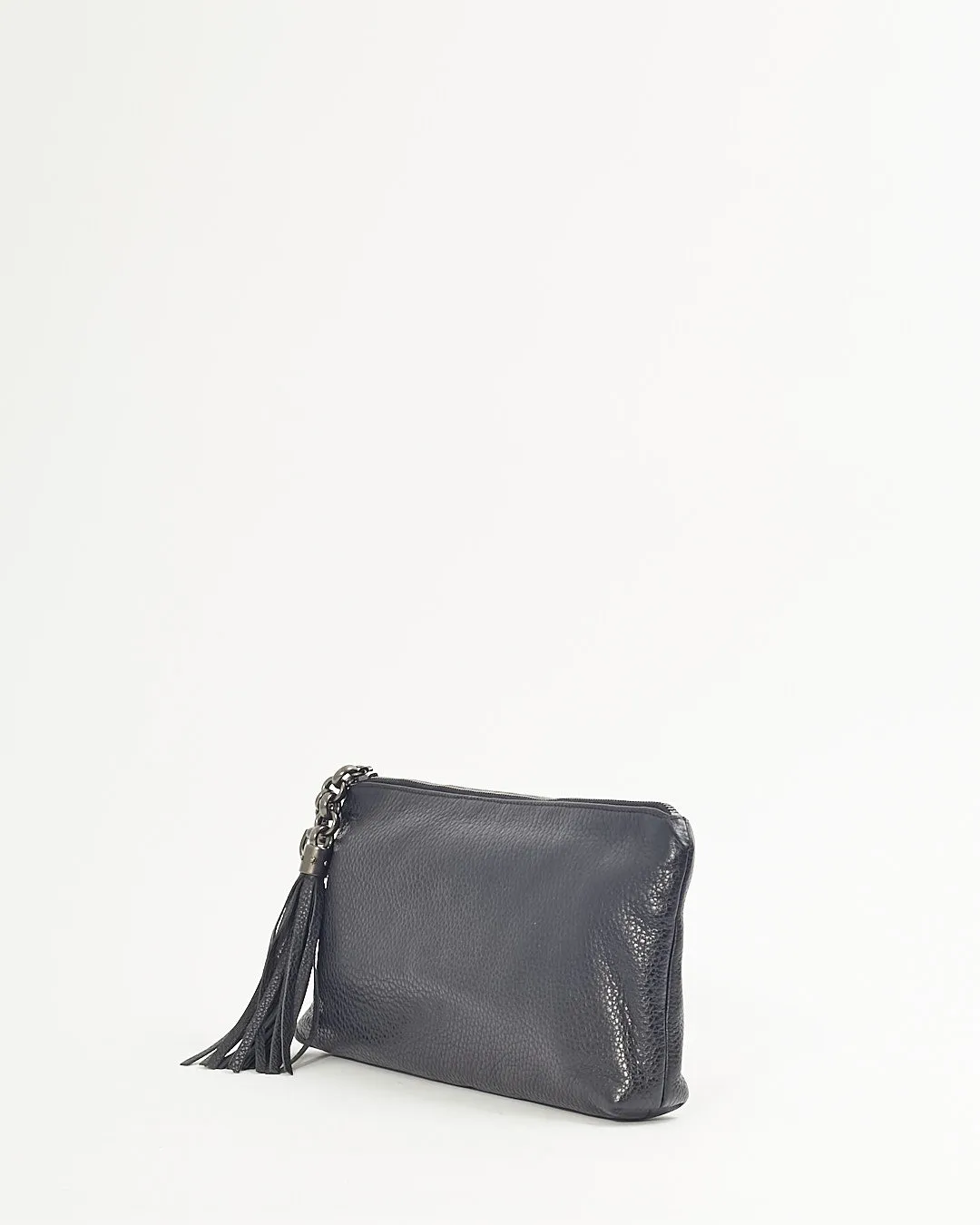 Gucci Black Pebbled Leather Horsebit Clutch Pouch