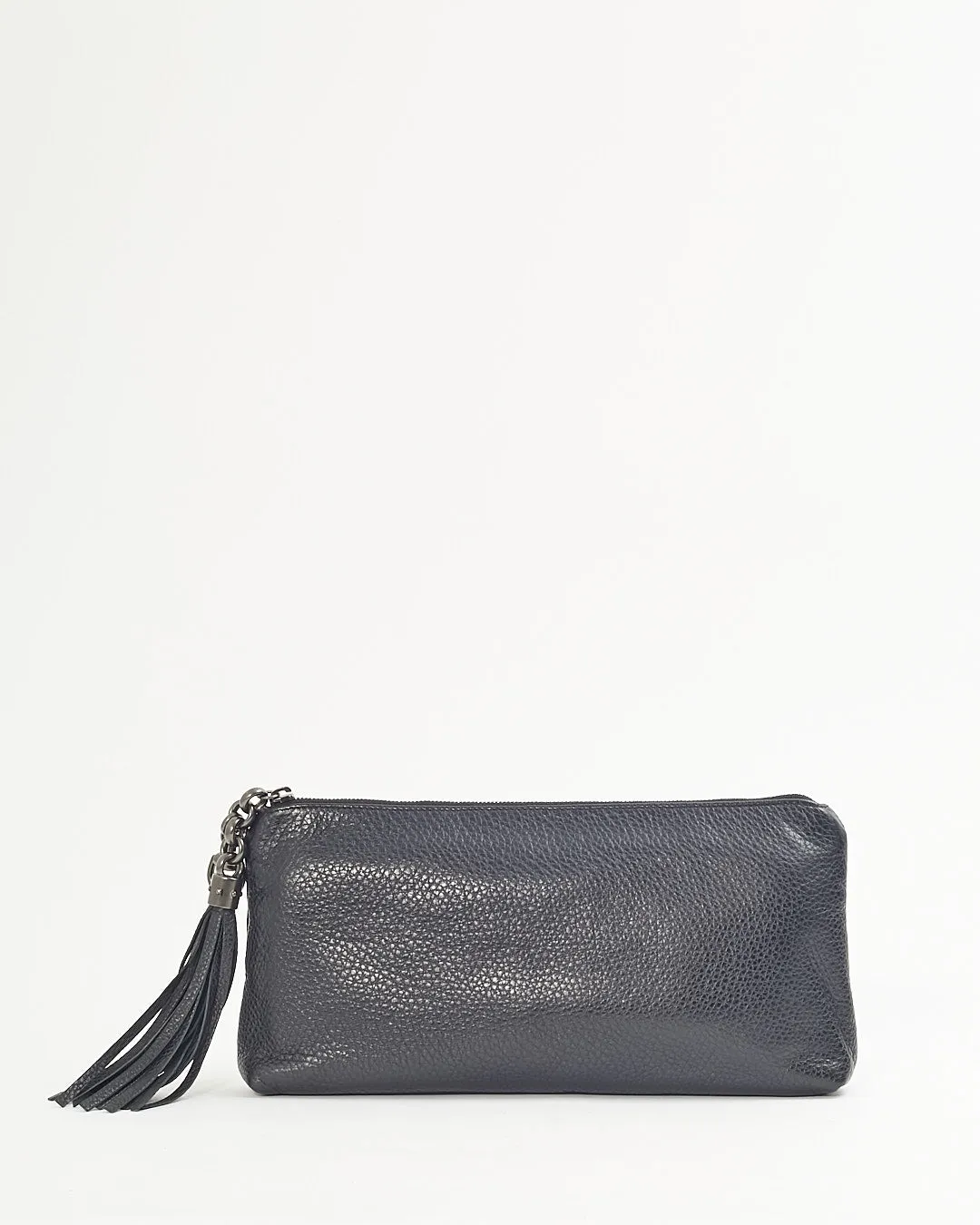 Gucci Black Pebbled Leather Horsebit Clutch Pouch