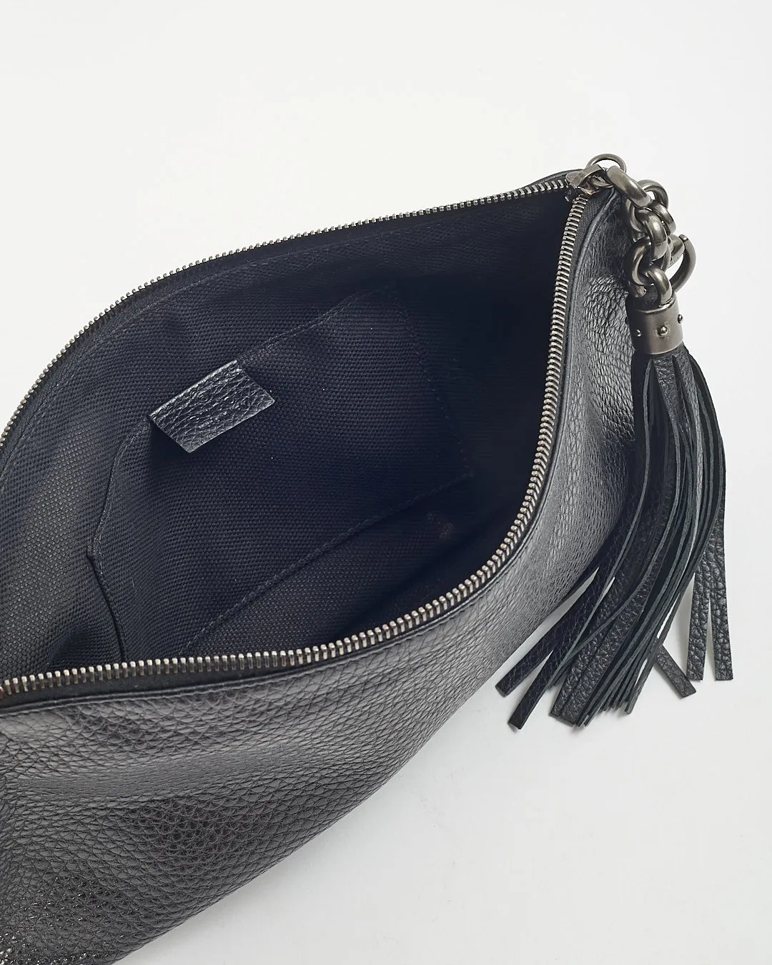 Gucci Black Pebbled Leather Horsebit Clutch Pouch