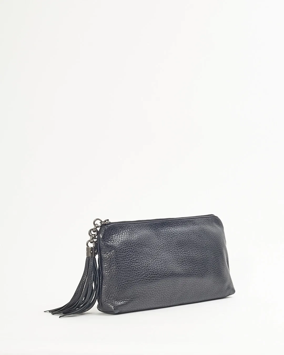 Gucci Black Pebbled Leather Horsebit Clutch Pouch