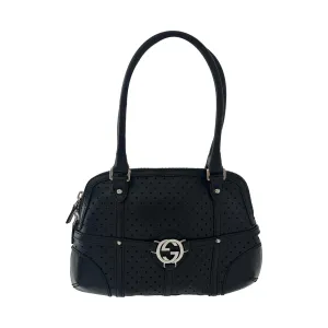 Gucci Black Perforated Bondage Shoulder Bag