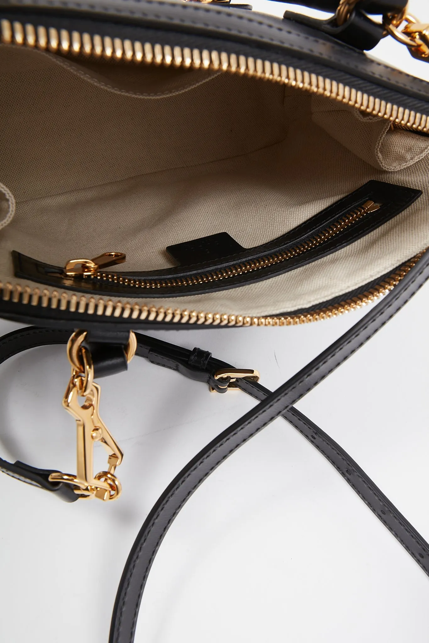 Gucci Black Smooth Leather Small Horsebit 1955 Top Handle Bag