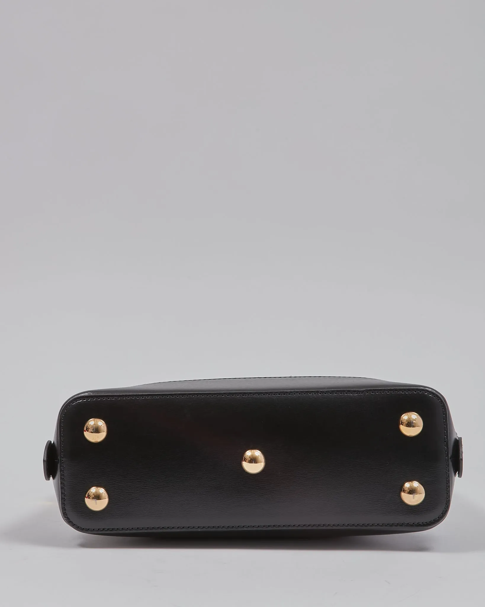 Gucci Black Smooth Leather Small Horsebit 1955 Top Handle Bag