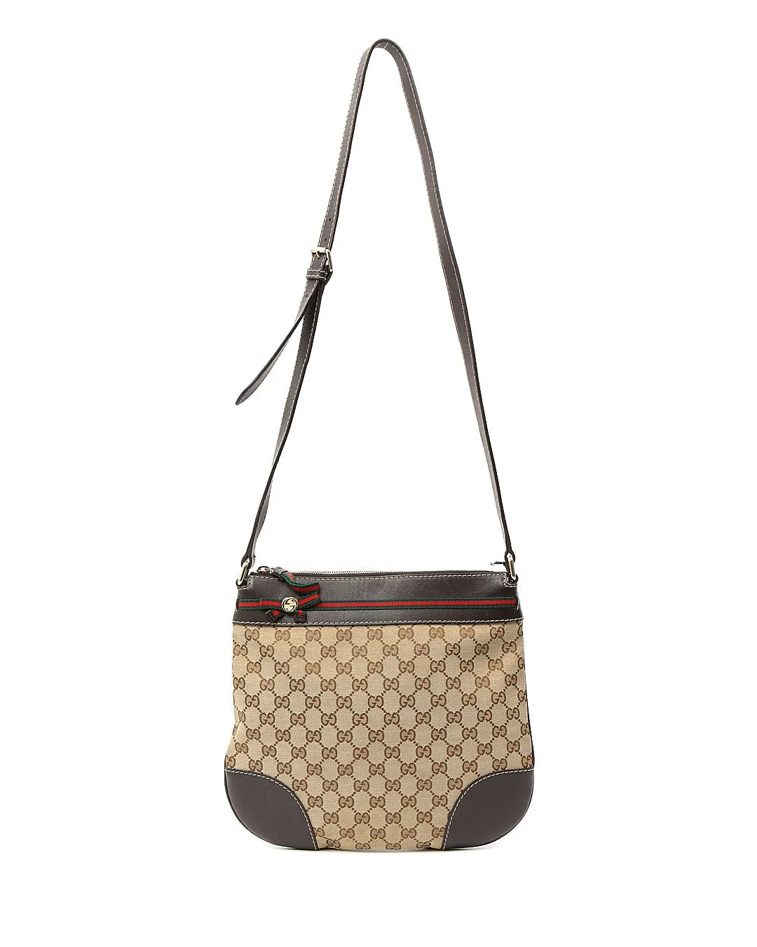 Gucci Brown GG Canvas Web Bow Detail Crossbody Bag