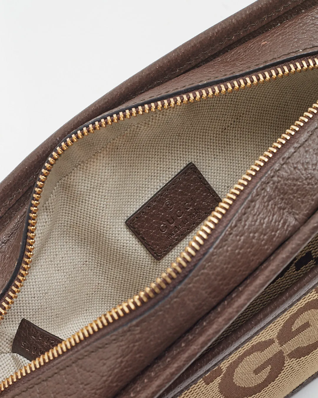 Gucci Brown Giant Monogram Canvas Camera Web Camera Bag