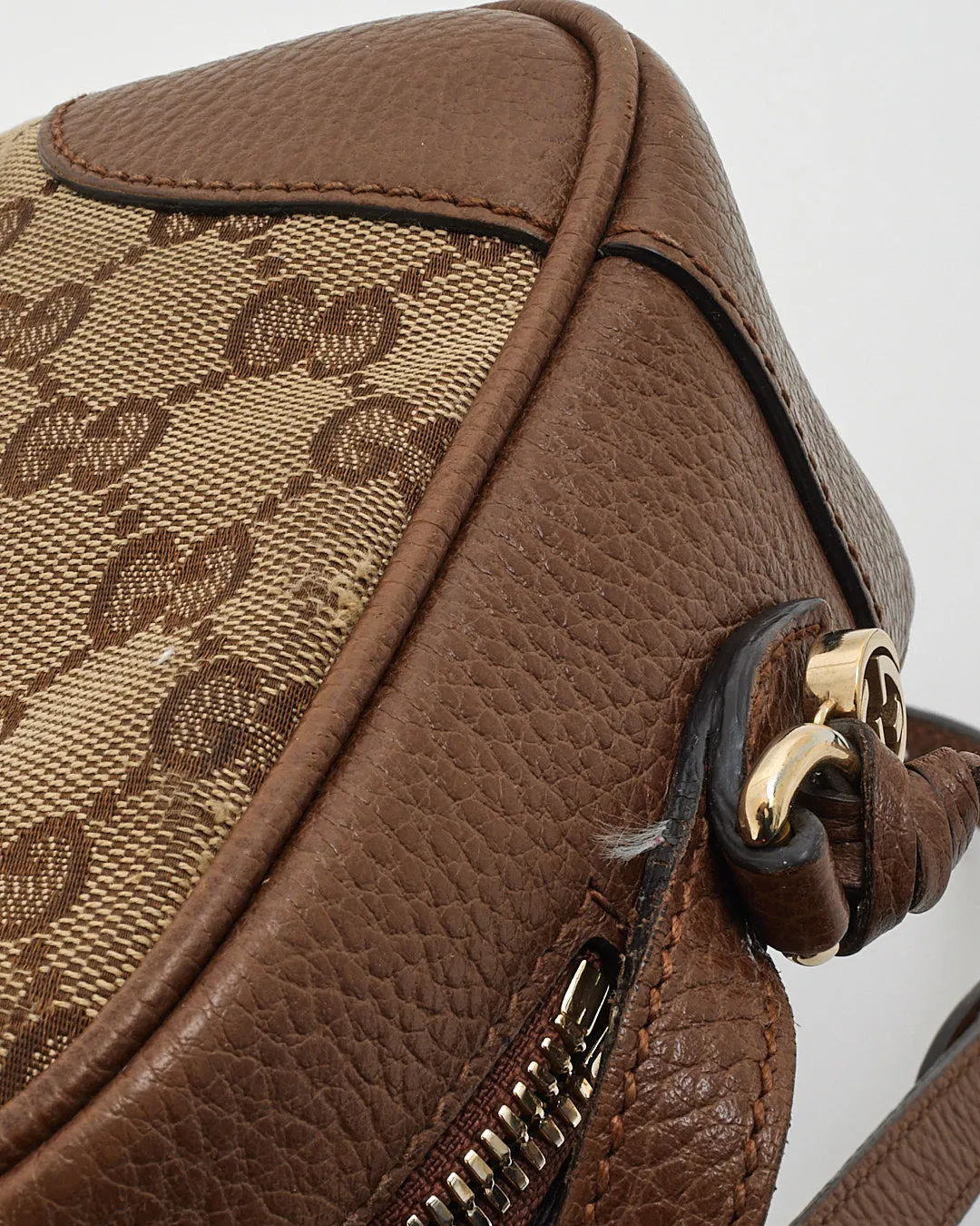 Gucci Brown Monogram Canvas Bree Camera Crossbody Bag