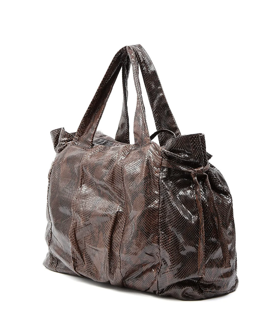 Gucci Brown Python Skin Hysteria Large Tote Bag