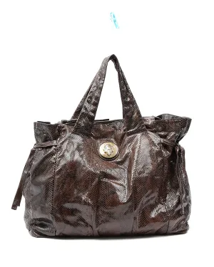 Gucci Brown Python Skin Hysteria Large Tote Bag