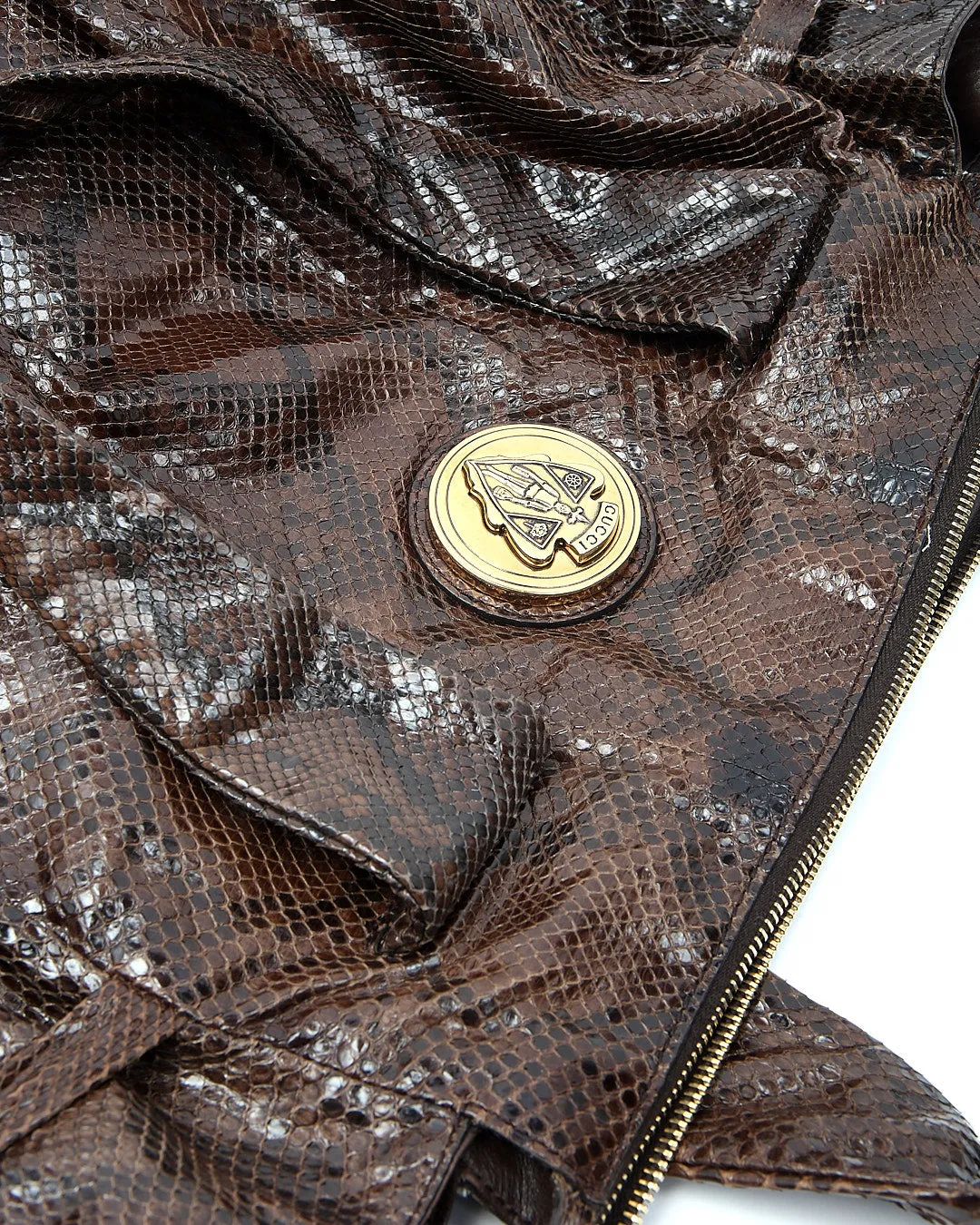 Gucci Brown Python Skin Hysteria Large Tote Bag