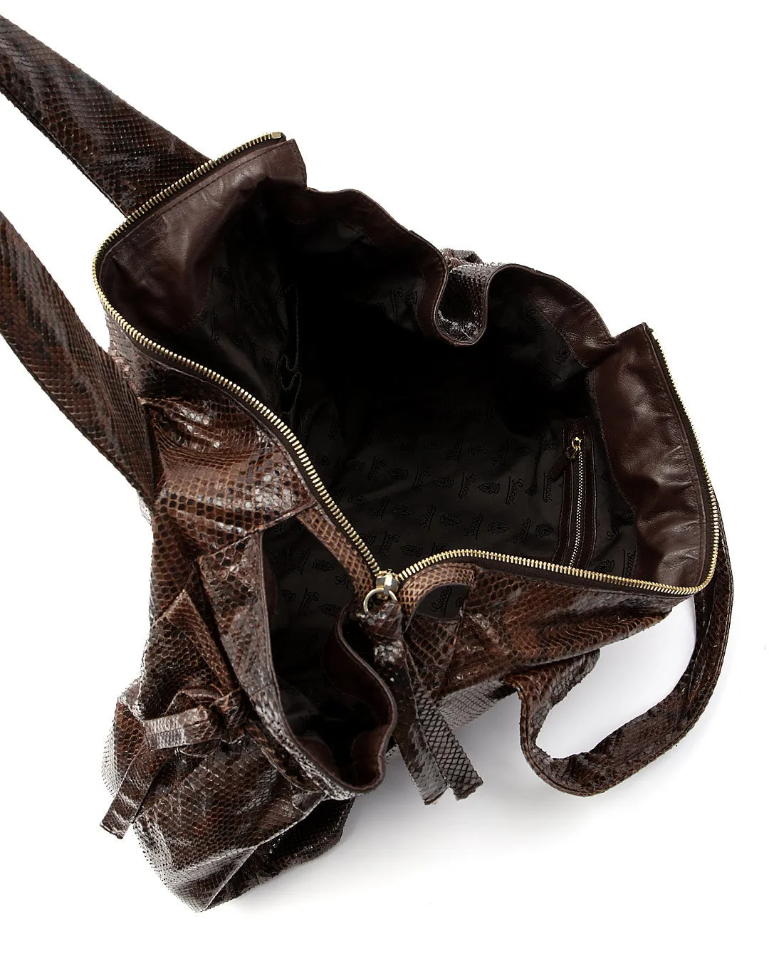 Gucci Brown Python Skin Hysteria Large Tote Bag