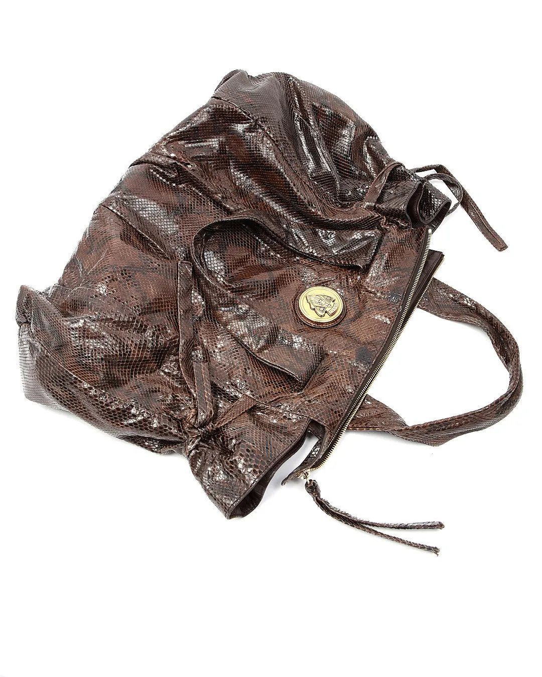 Gucci Brown Python Skin Hysteria Large Tote Bag